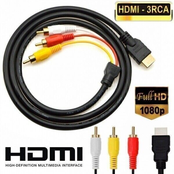 HDMI to RCA RGB Male AV 3 RCA Video Audio Converter Cable For HDTV DVD Player