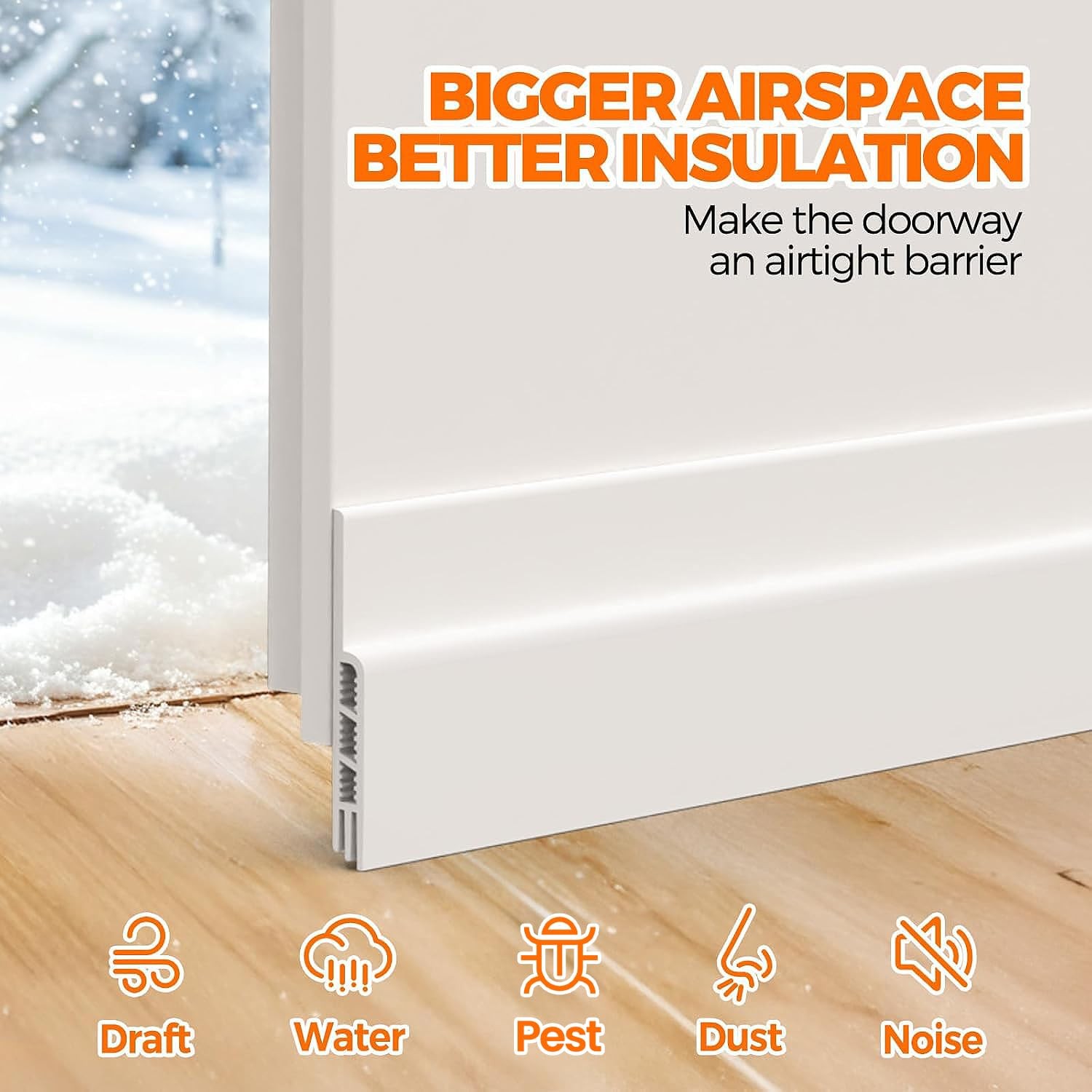 Holikme Door Draft Stopper Under Blocker Insulator 41 Inch, White