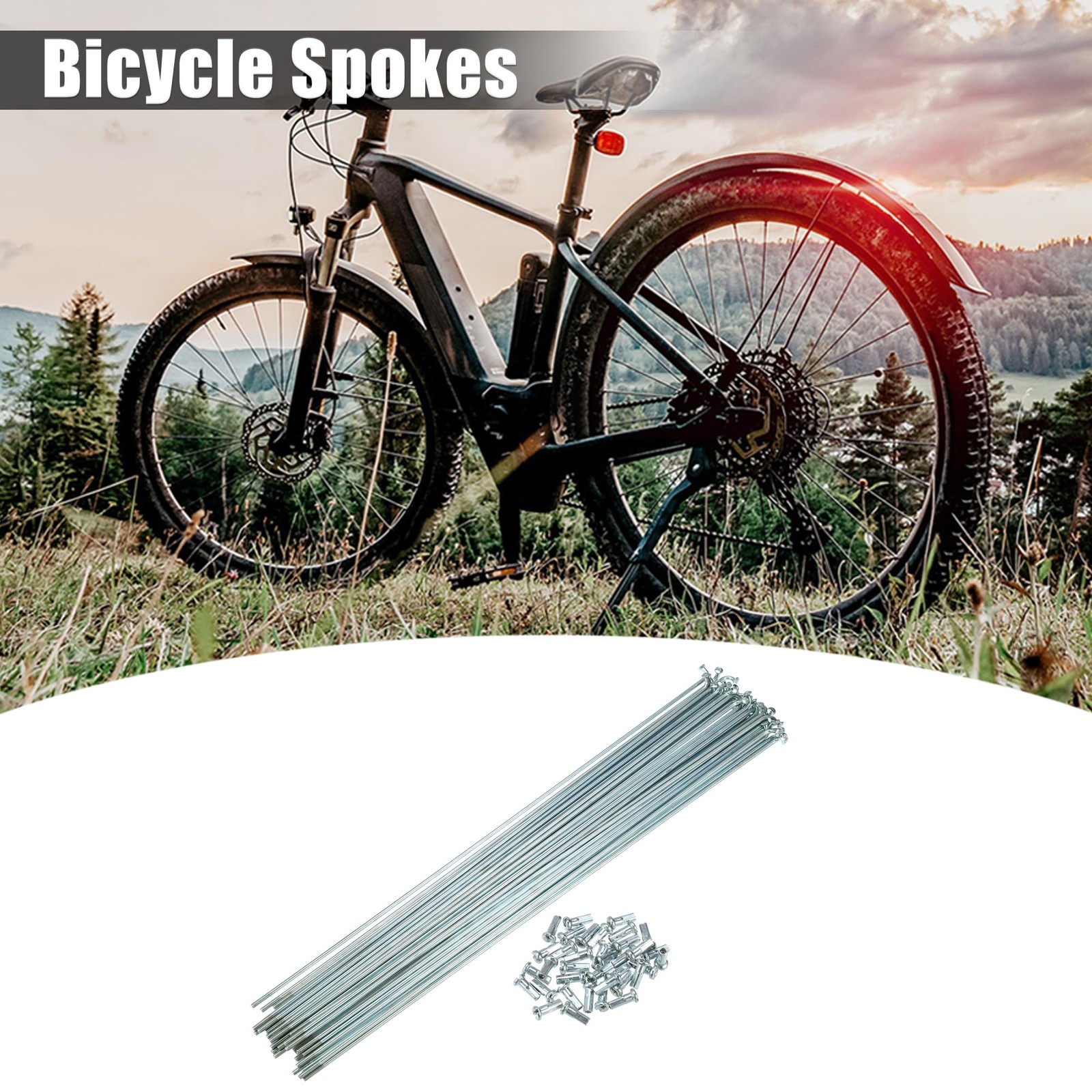 36 Pcs 14G J Bend 254mm x 2mm Bike Bicycle Spokes with Nipples Steel Silver Tone