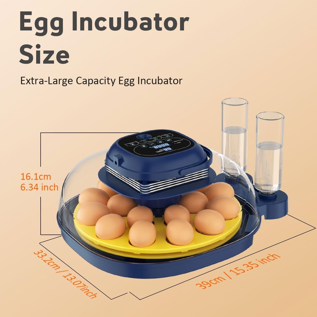 18 Egg Incubator with Auto Turning, Digital Temp & Humidity Control, Egg Candler
