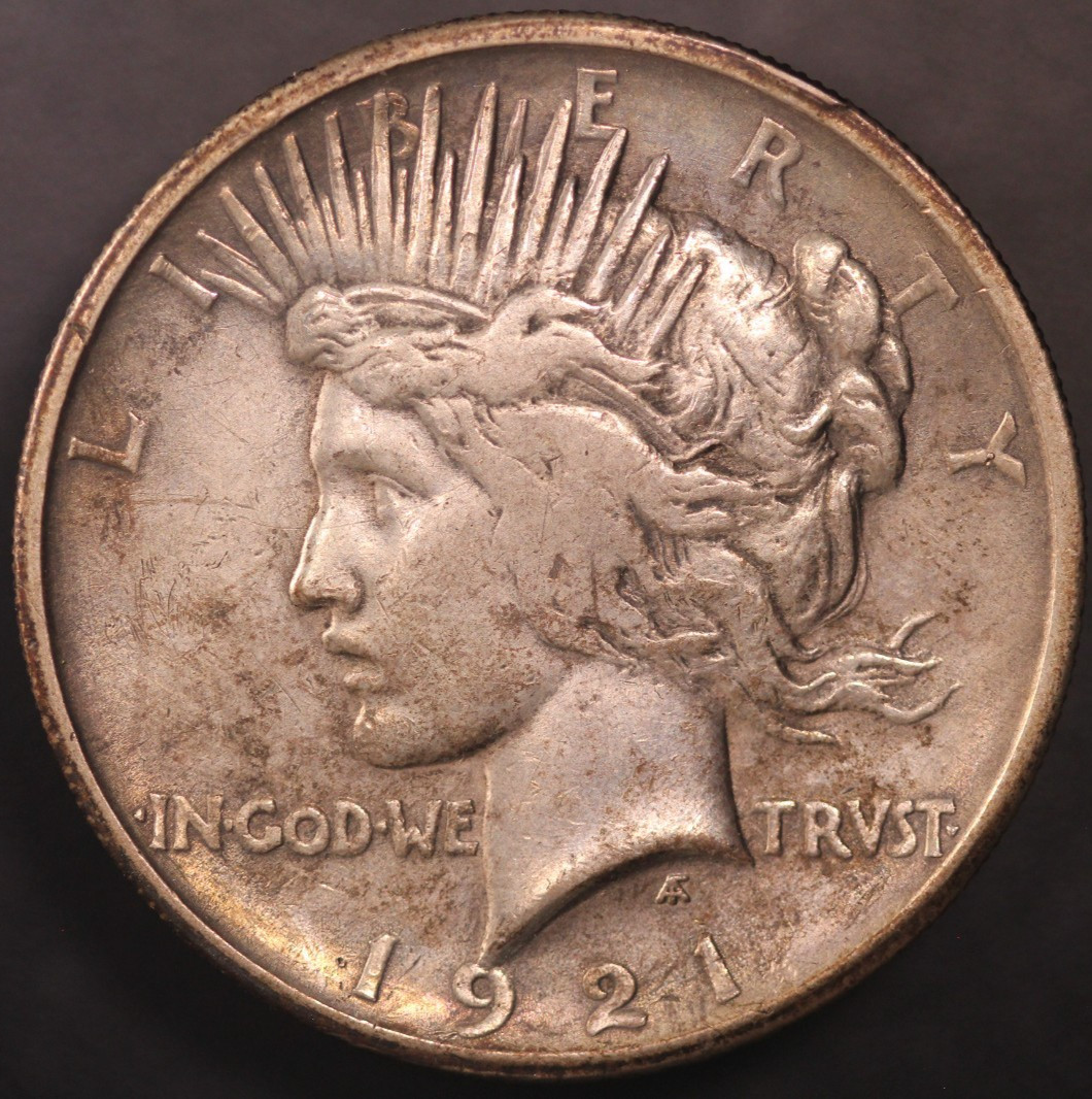 1921 PEACE DOLLAR | FRESH FROM AN OLD COLLECTION | TONED | LOT CC-1124