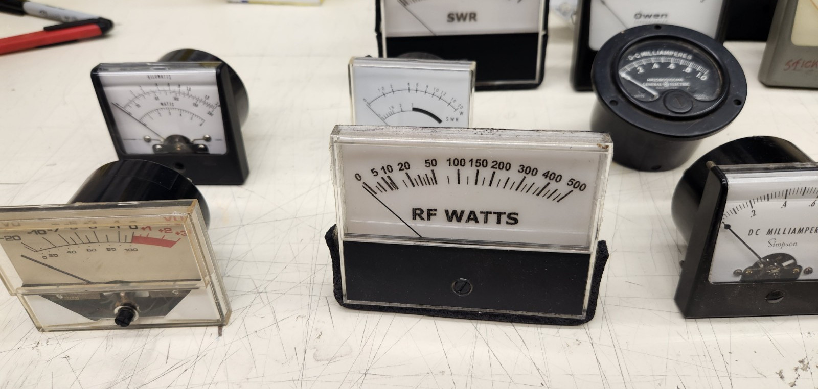 6(LOT) PANEL METERS GAUGES, VU, SWR, DCMA, KILOWATTS,DCMA, RF WATTS,