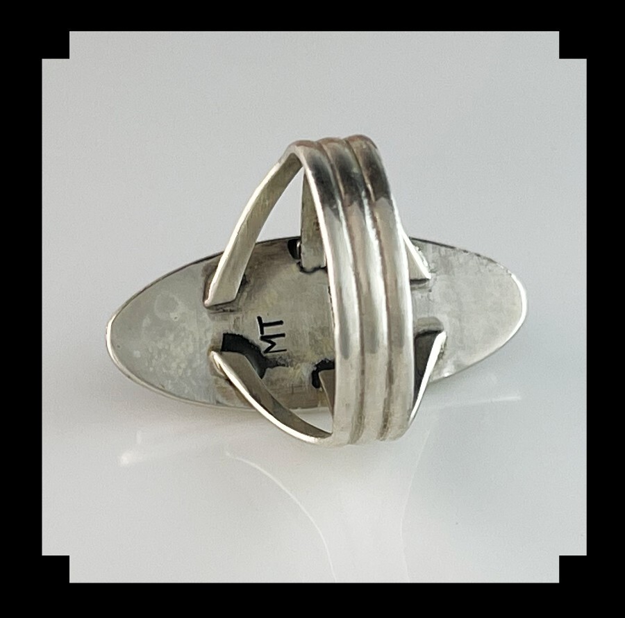 Handcrafted Sterling and Kingman Turquoise Ring Size 7 3/4