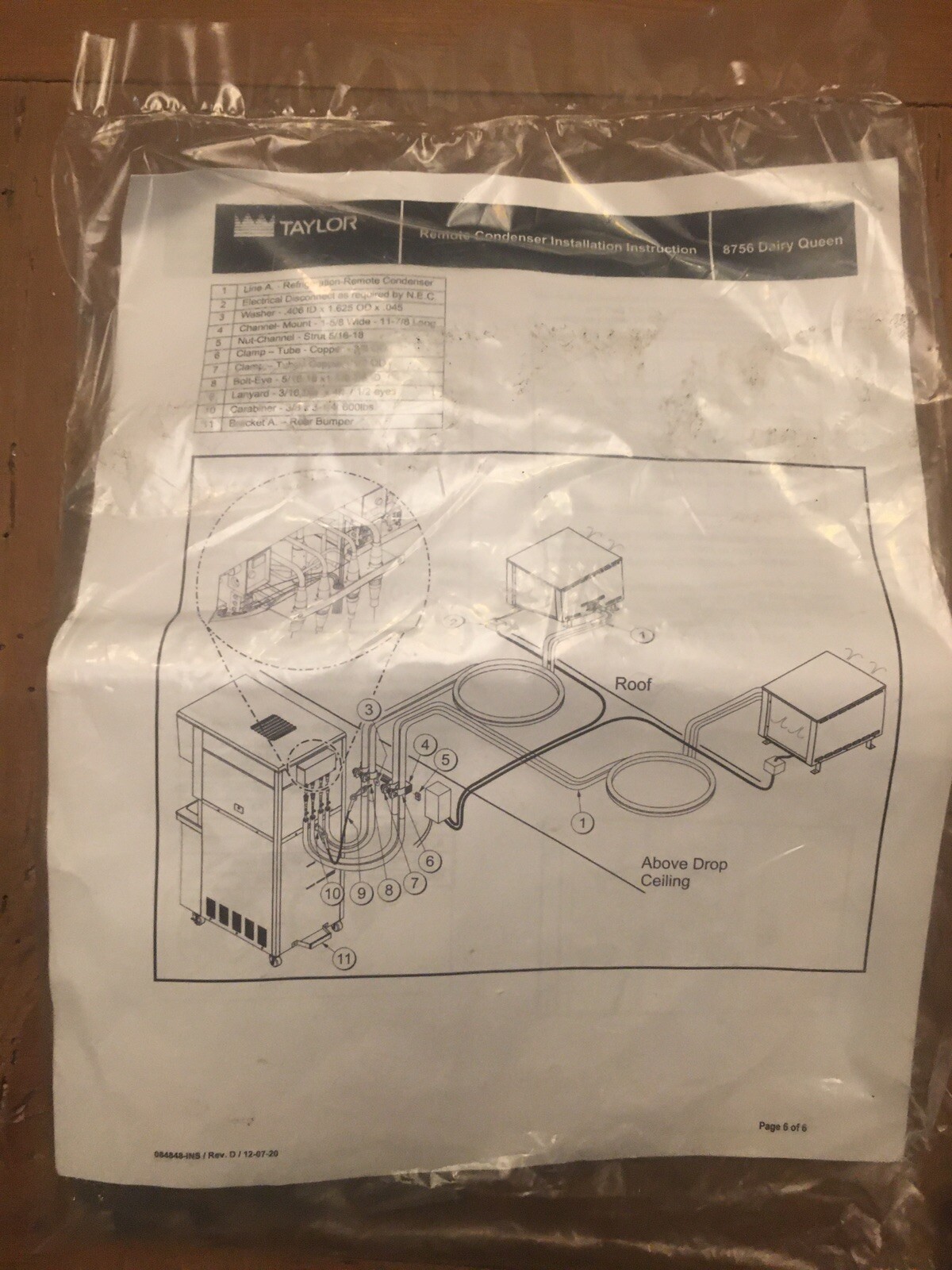 Taylor Ice Cream Machine Model 8756 Remote Condenser Installation Instructions