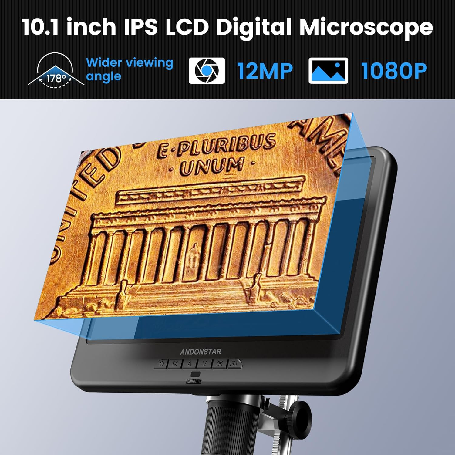 AD210 10.1 Inch LCD Digital Microscope for Adults, Soldering Microscope for Elec