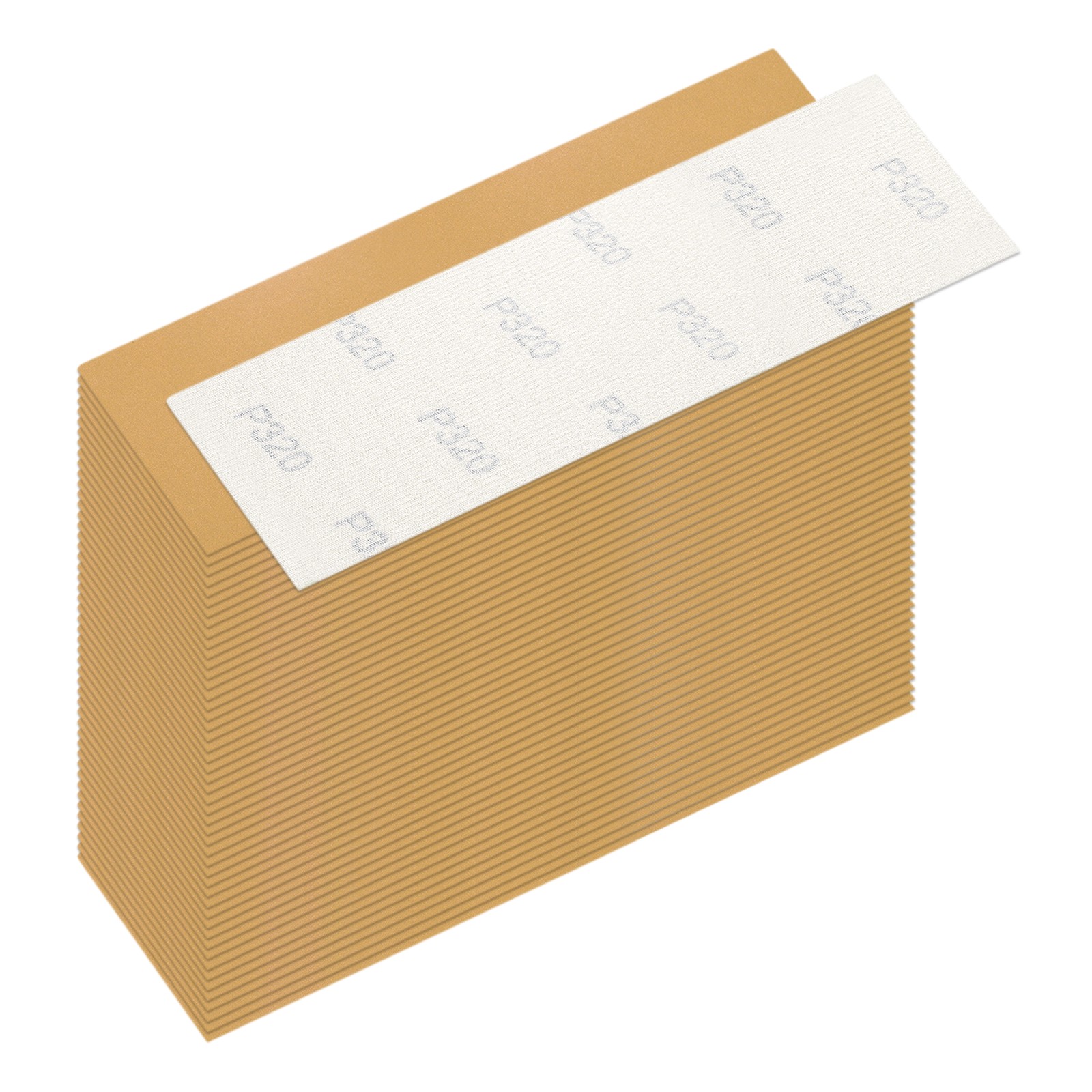 50 Pcs 320 Grit Dry Sandpapers, 1.2 x 3.5 Inch Sand Papers, Gold