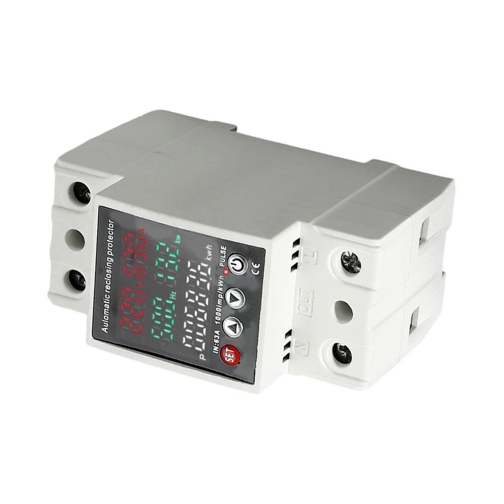 Electric Meter Voltage Protector AC 80V-300V 63A Automatic Disconnect Recovery