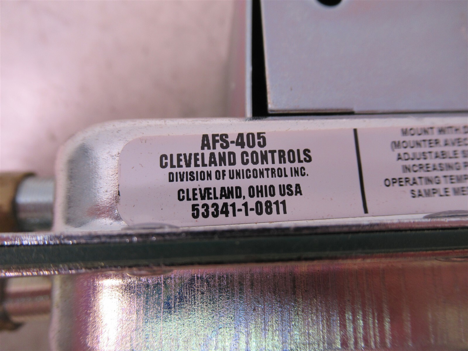 Cleveland Controls AFS-405 Air Sensing Switch NOS Unit