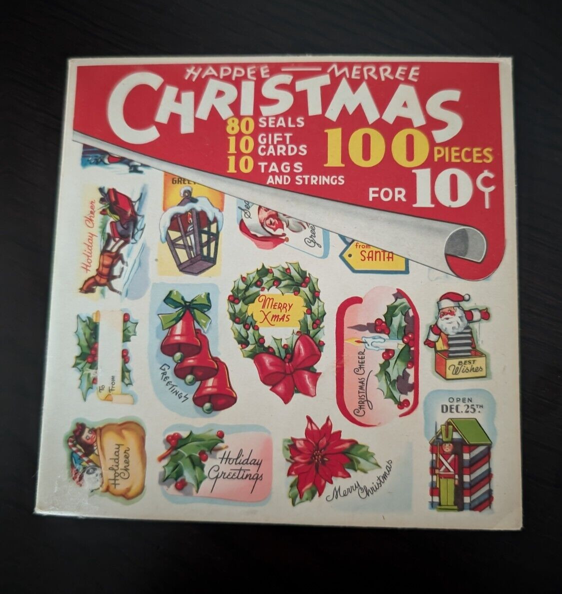 Vintage 1944 Happee-Merree Christmas Seals & Tags Set - 100 Pcs - Unopened