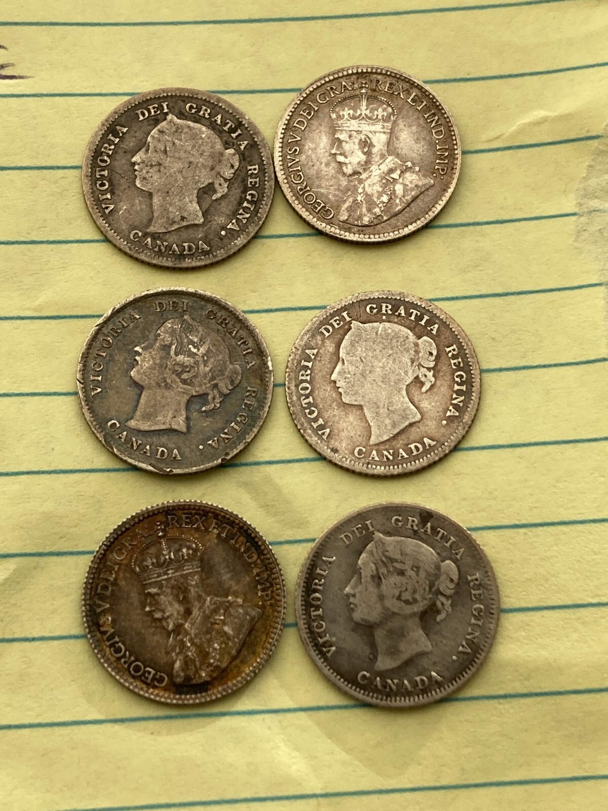 1880-1913 Canada Silver 5 Cents Lot Of Six (6) coins