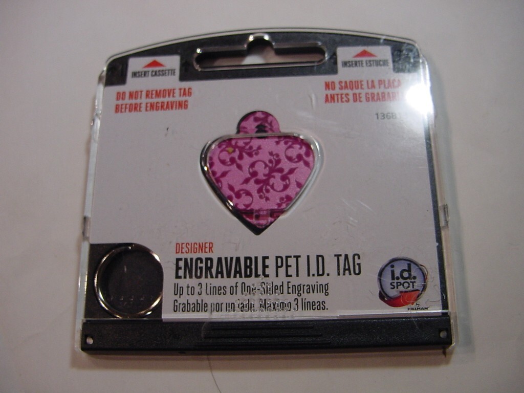 NEW - FIDO ENGRAVABLE PET I.D. TAG - PINK HEART