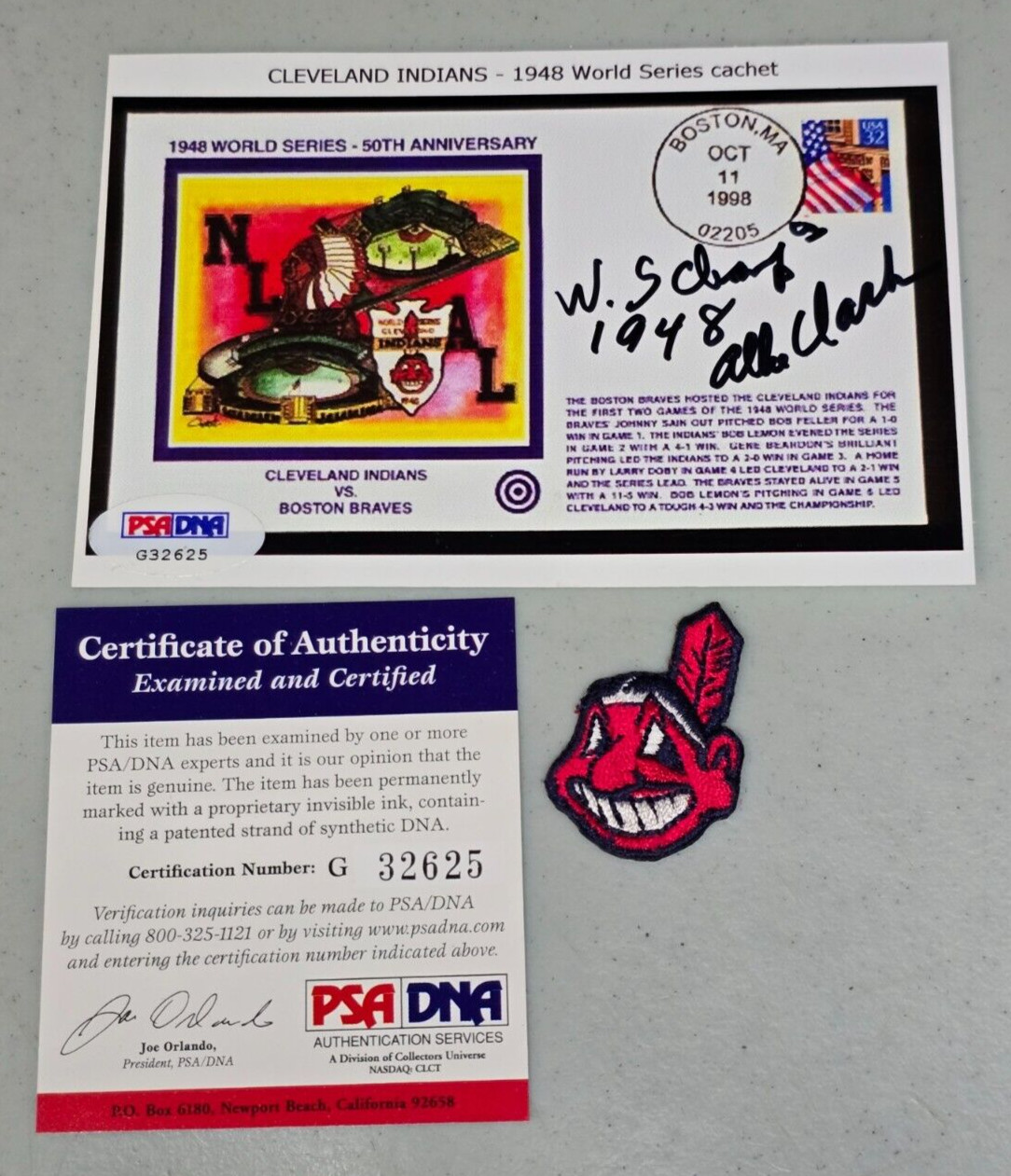 Albie Clark Signed Commemorative Stamp Cleveland Indians PSA DNA Authentic