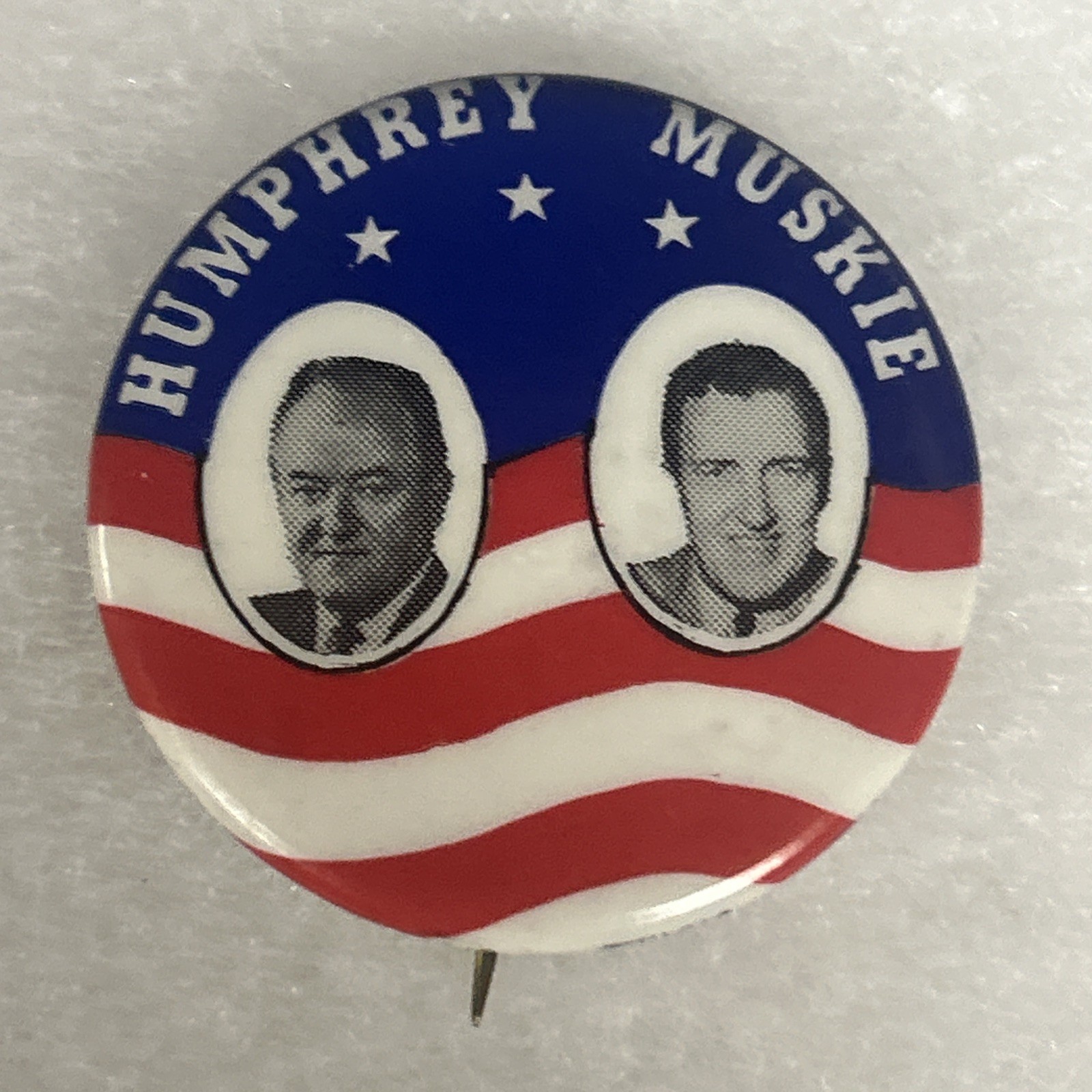 Humphrey Muskie jugate r/w/b  1 1/2” pinback button pin