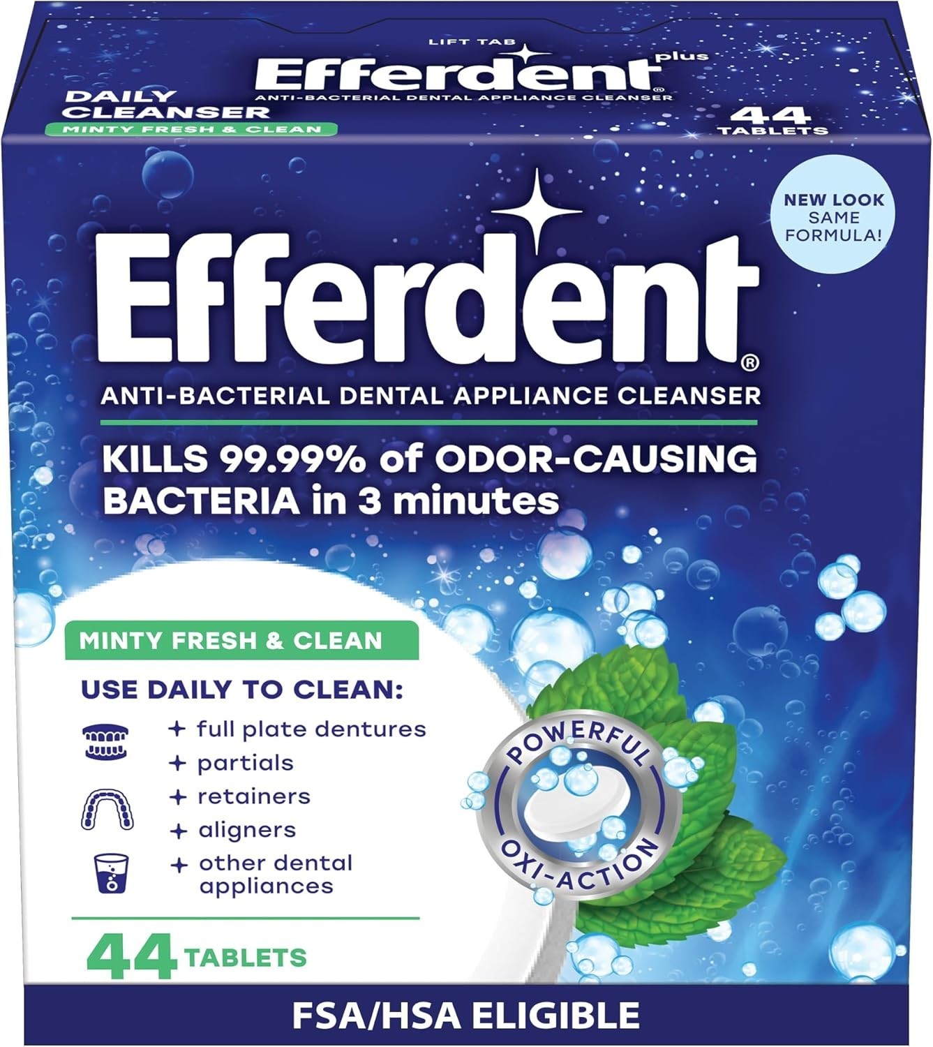( 2 Pack) Efferdent Denture & Retainer Cleaner Tablets, Mint, 126 Count