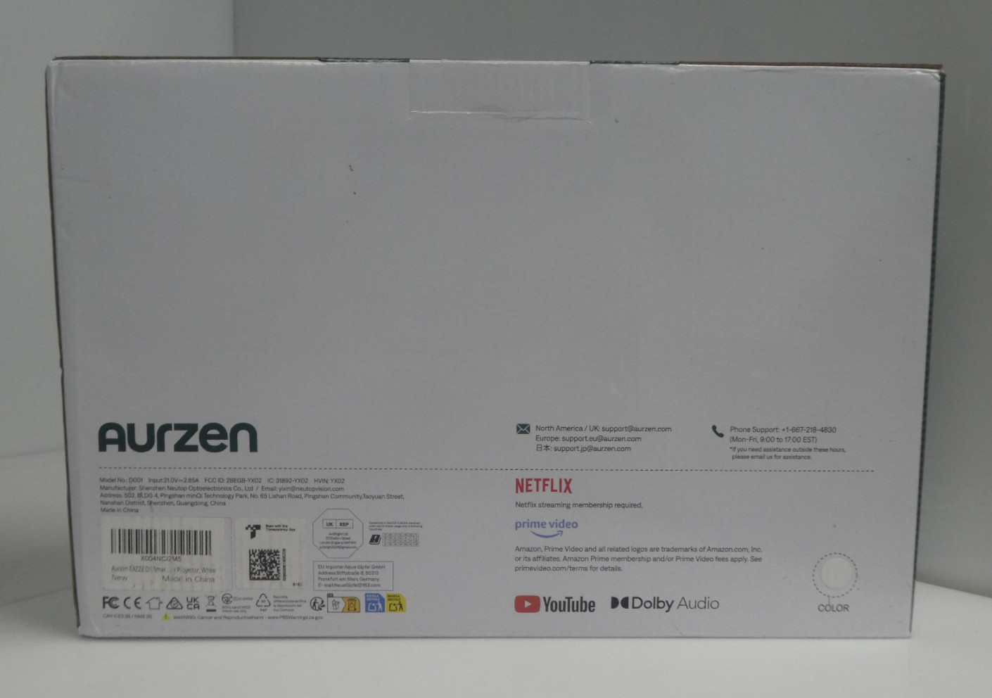 Aurzen EAZZE D1 Smart Projector with WiFi & Bluetooth New Open Box