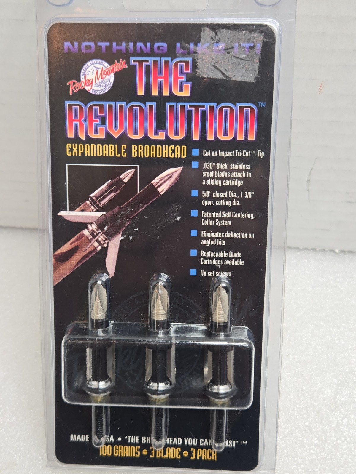 Rocky Mountain The Revolution Expandable Broadhead 100 Grains 3 Blade 3 Pack New