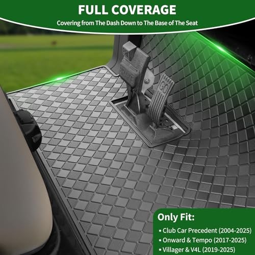 Golf Cart Floor Liner Mat 8mm Thick Rubber Full Coverage Fit for Black Trim