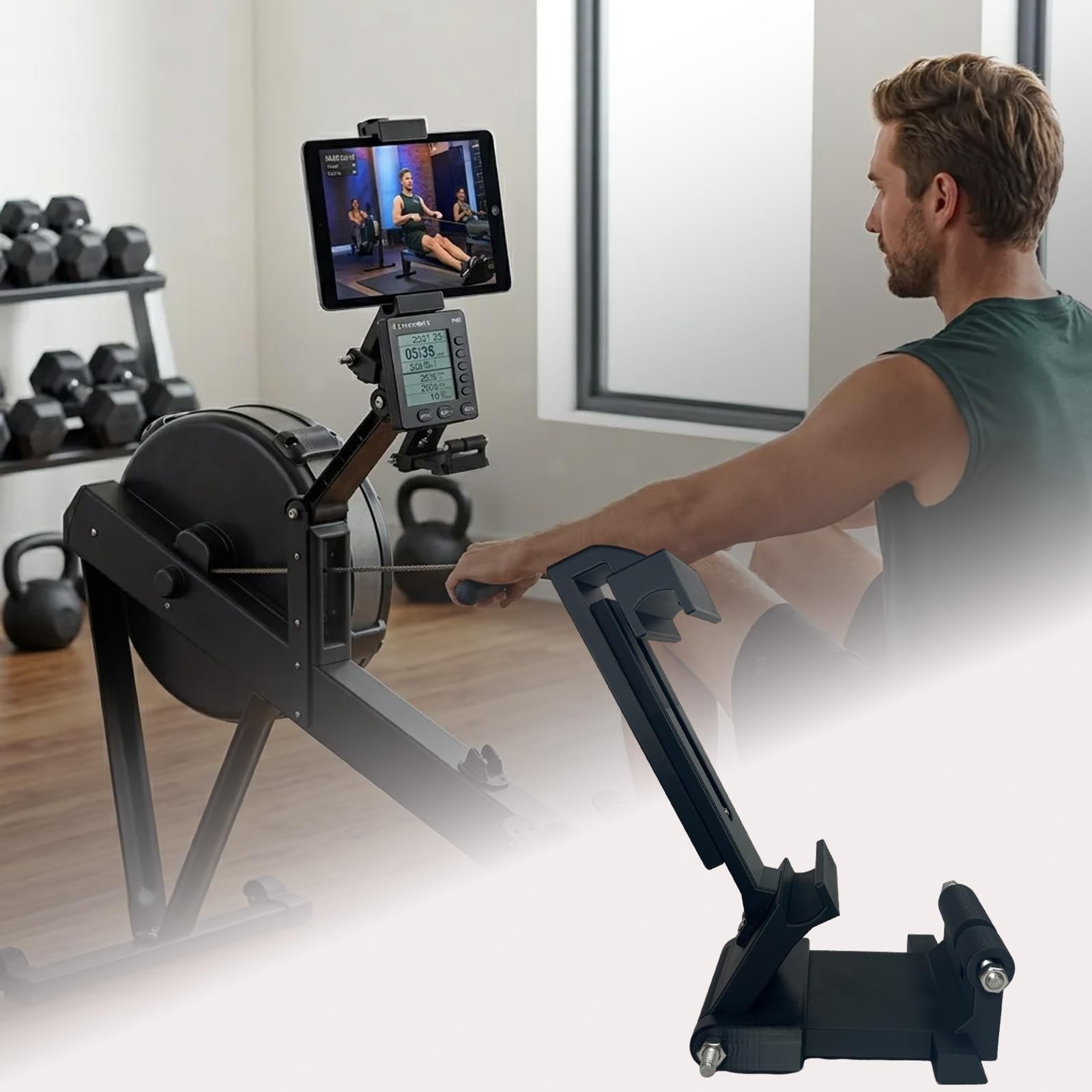 2-in-1 Tablet & Phone Holder for Concept2 RowErg, Model D & E,Rower Accessory...