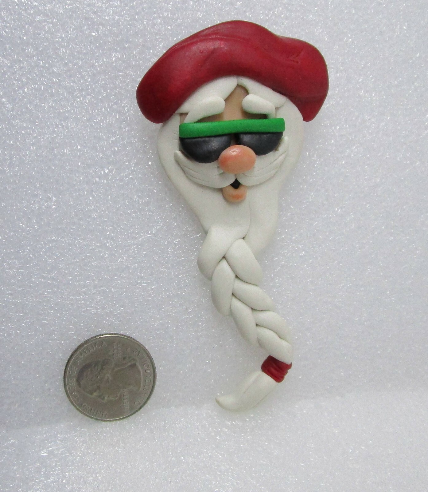 Gone Troppo Handcrafted Clay Santa Claus Wearing Sunglasses Pin