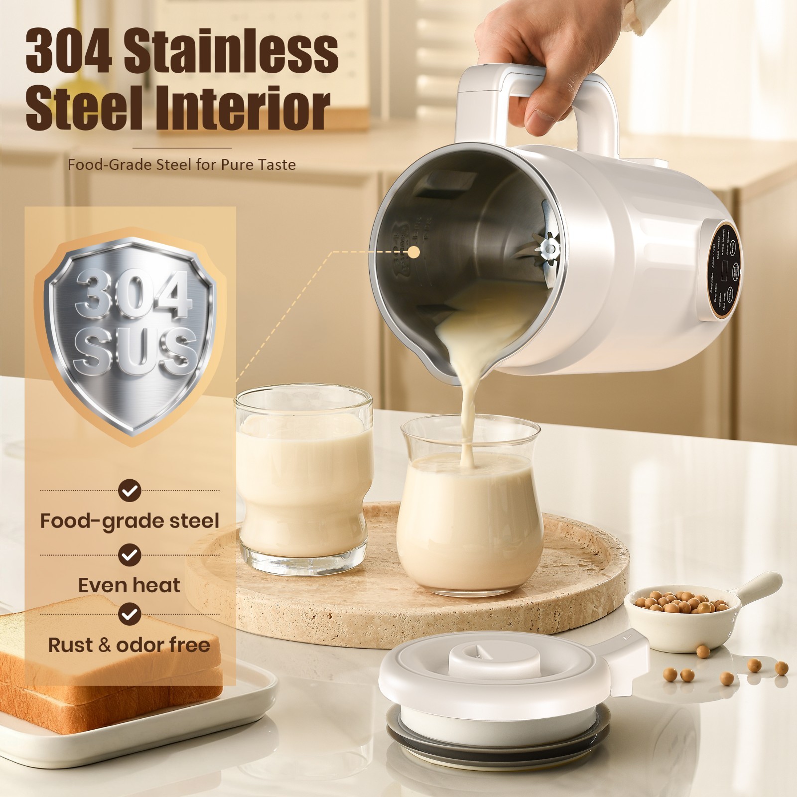 Moreblue 10-in-1 Automatic Nut Milk Maker, 35oz Soy Milk Maker Machine