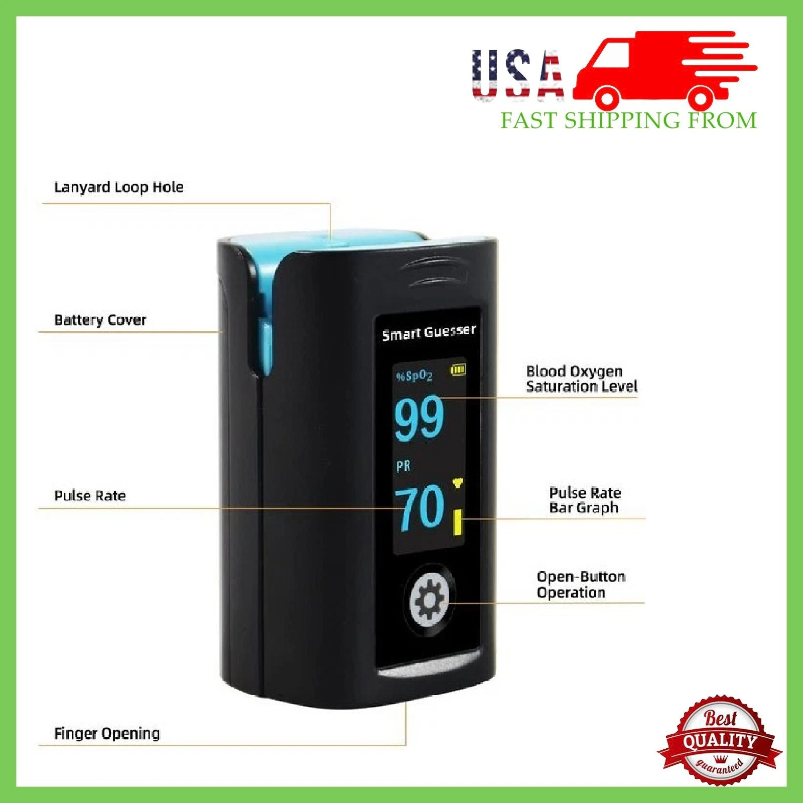 New Oximeter Pulse Fingertip SpO2 Heart Rate Blood Oxygen Saturation Monitor APP