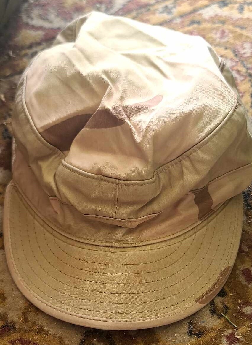 Military Cap Desert Camouflage Pattern Tri-Color Class 2 w/ Ear Flaps Size 7-1/2