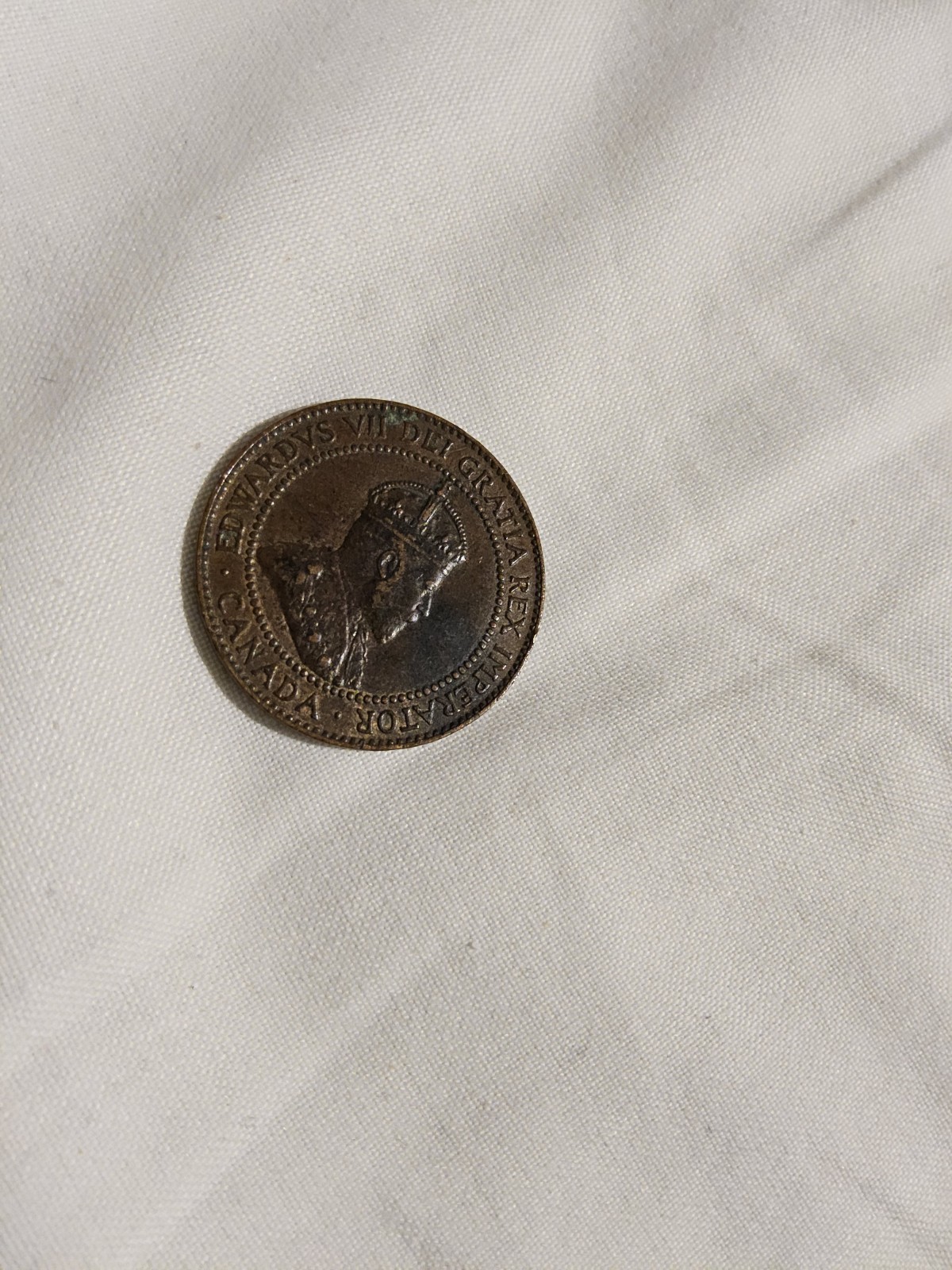 1909 Canadian Large One Cent Bronze Coin With King Edward V11