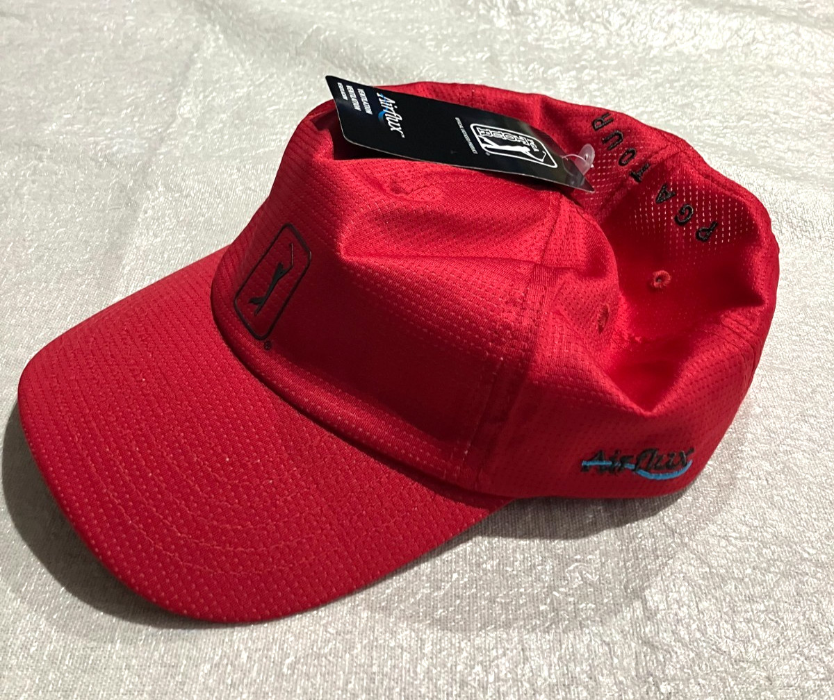 PGA Tour Airflux Ventilation Golf Cap, Red, Adjustable, NWT