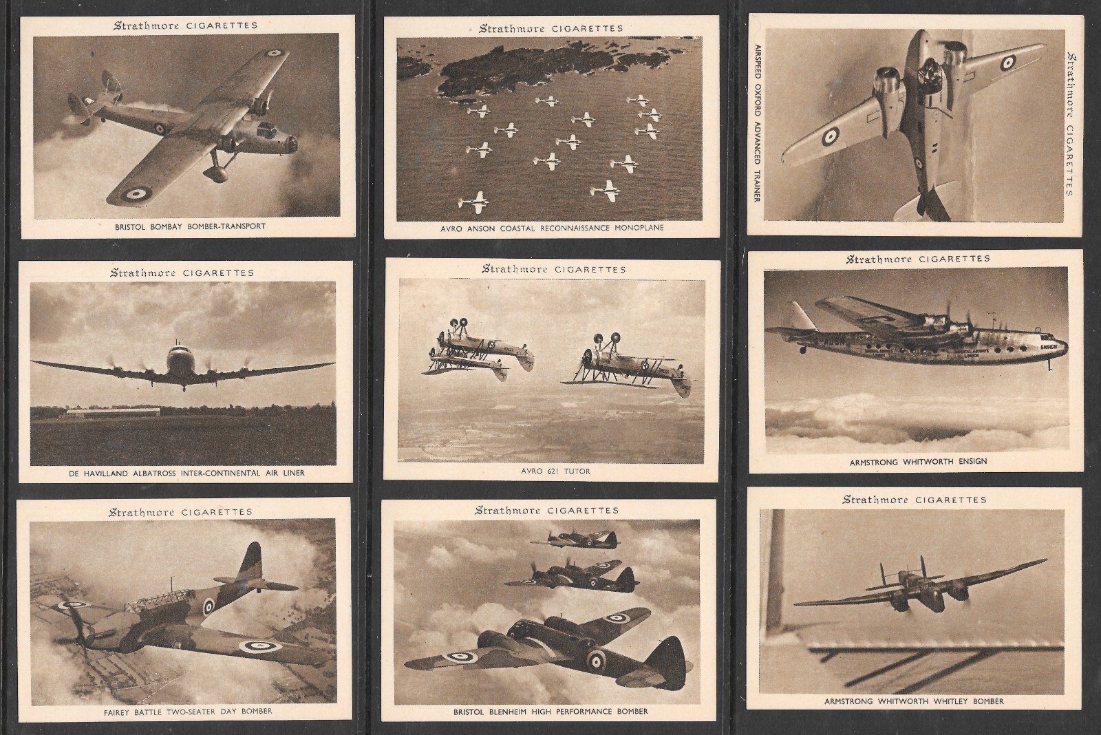 1940’s British Aircraft Tobacco Cards, Strathmore Tobacco Co., Complete Set of25