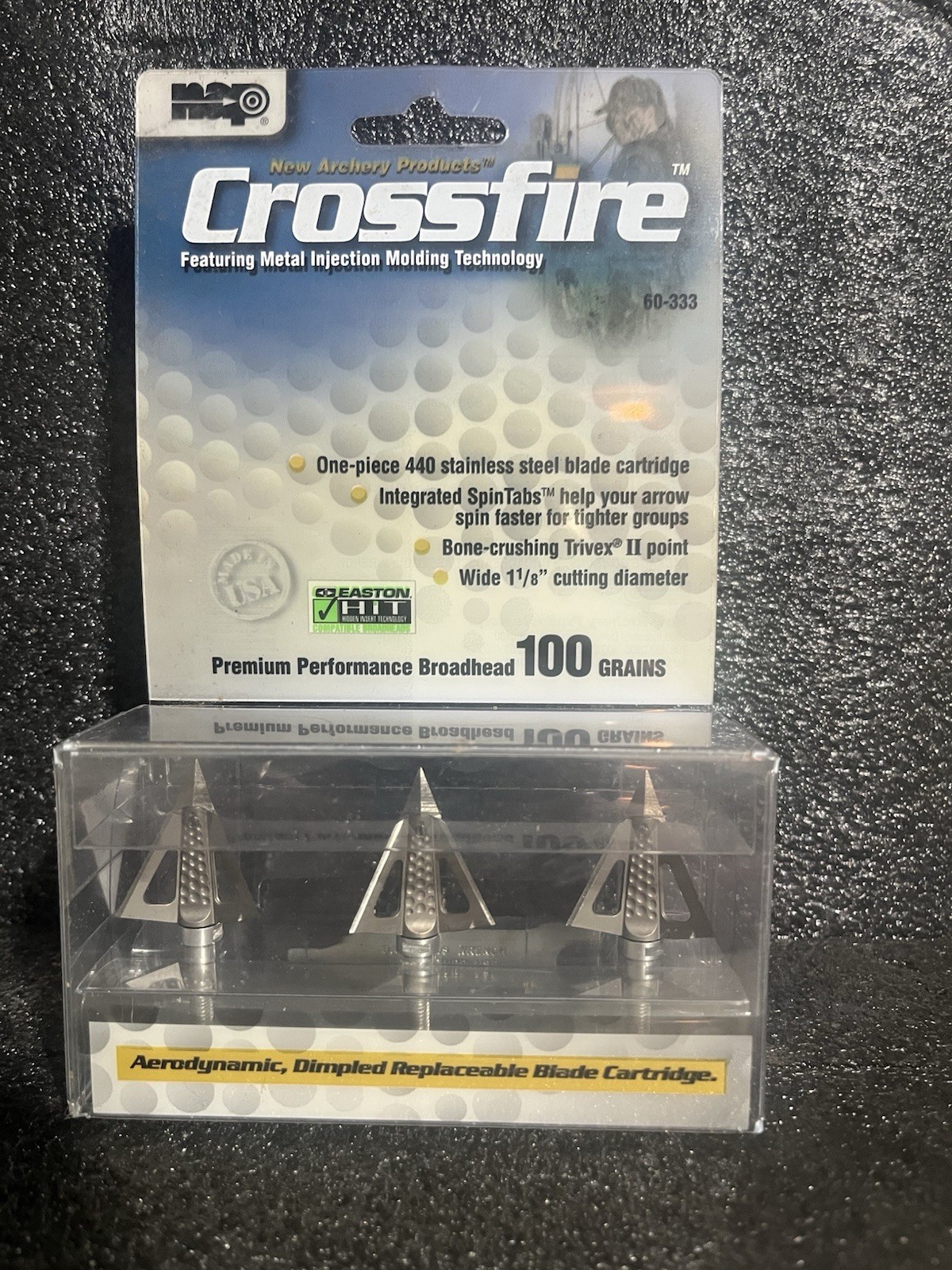 New Archery Products Crossfire Broadheads 100 Grain 3 Pack w/ Wrench 60-333