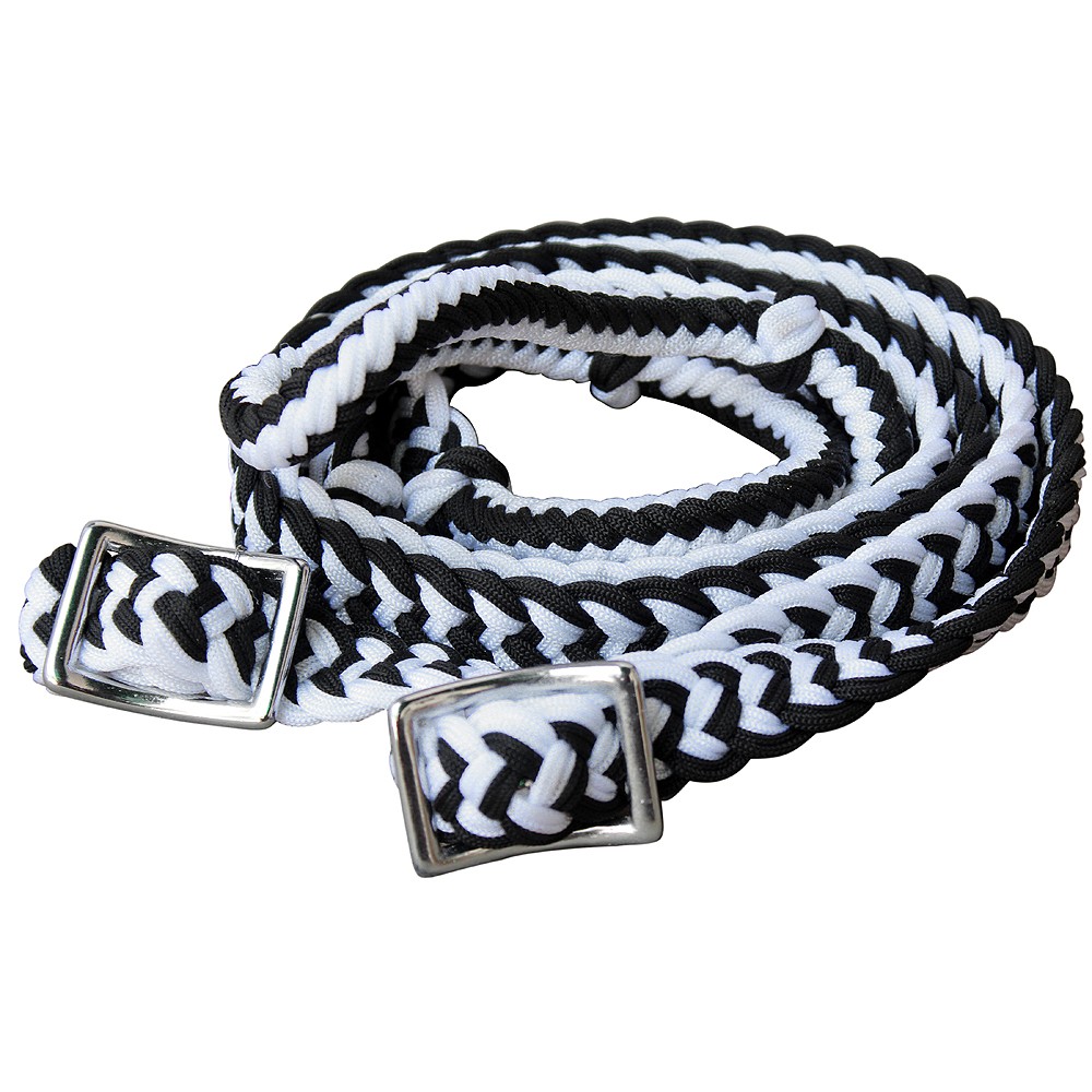 C-A121 1" X 8Ft Hilason Braided Poly Barrel Horse Racing Reins Flat Grip Knots