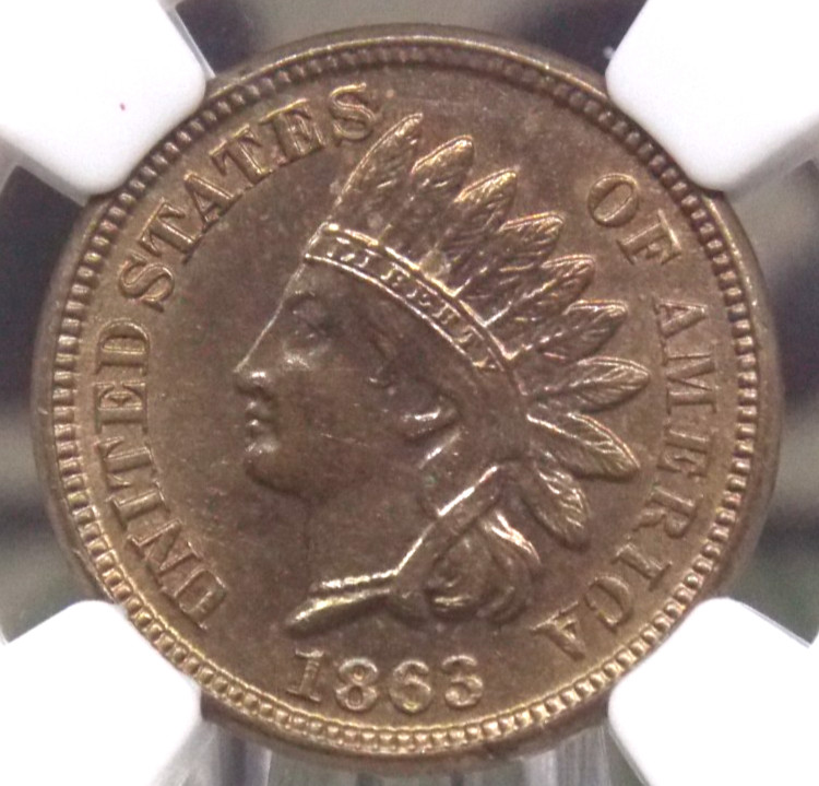1863 Indian Head Cent Penny 1c NGC Unc Details #009 Uncirculated ECC&C, Inc.