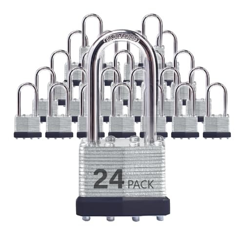 Keyed Alike Laminated Steel Padlocks with Long Shackle for 24P,Long Shackle