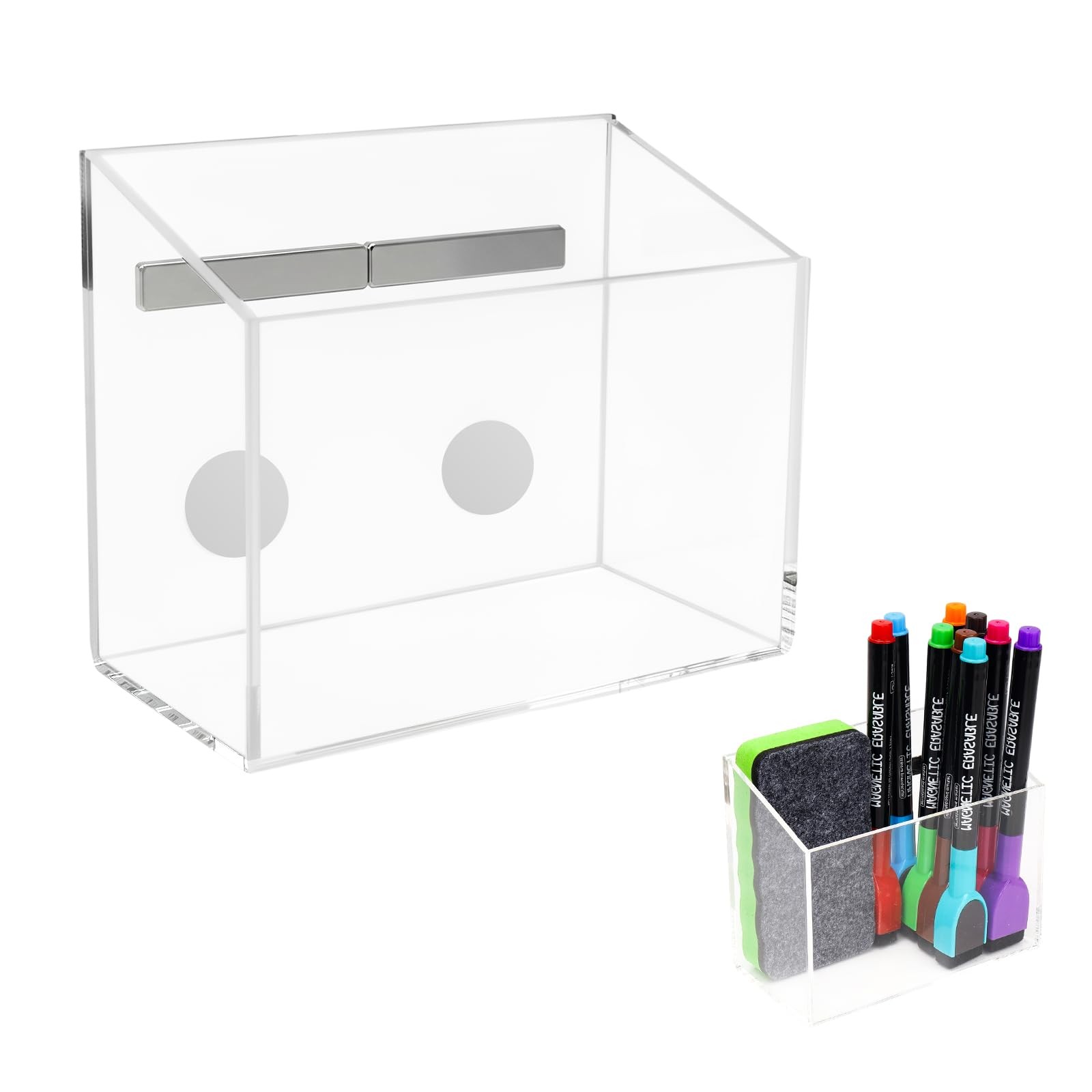 EMUTOL Magnetic Pen Holder, Acrylic Magnetic Dry Erase Marker Holder for Whit...