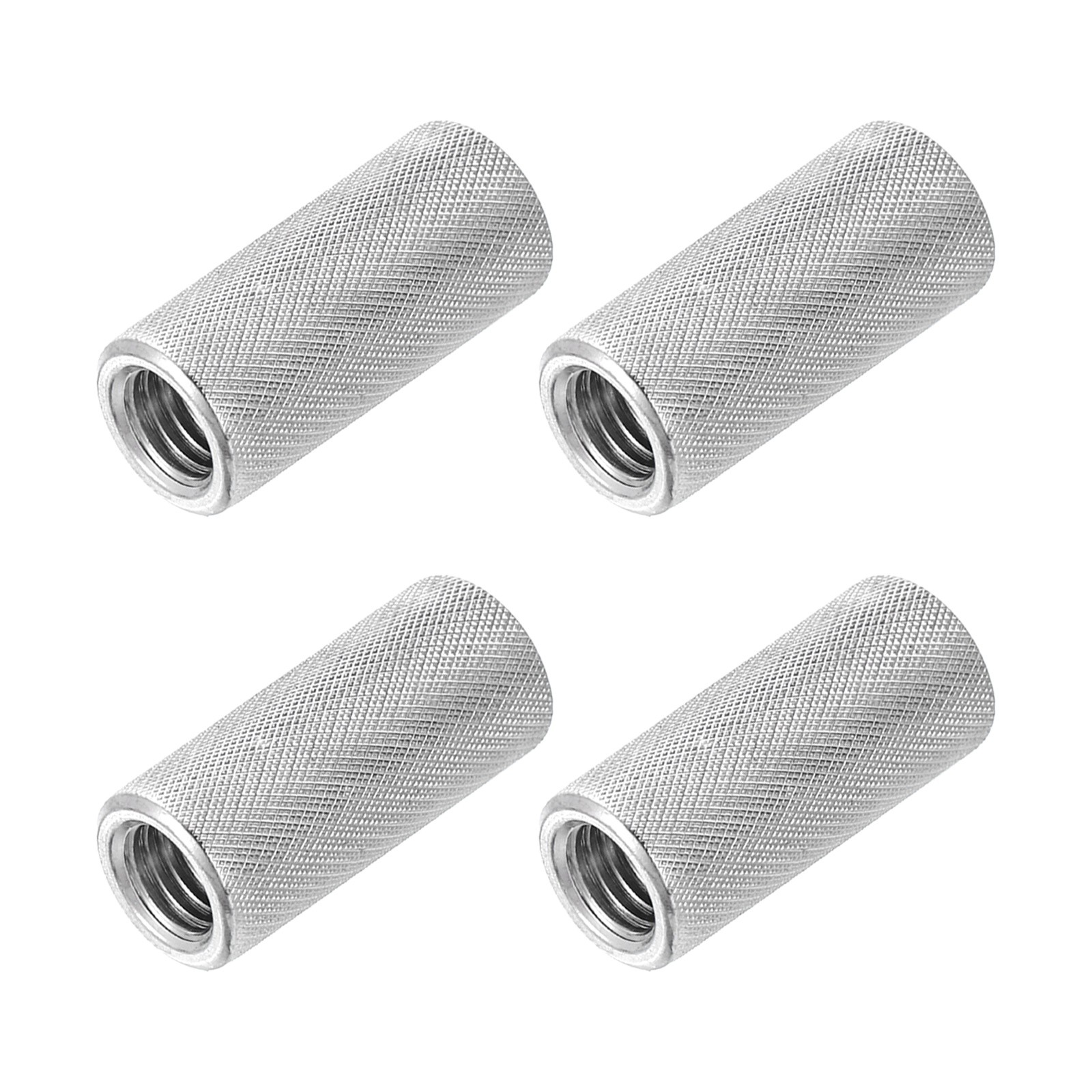 M8 4 Pack 304 Stainless Steel Round Knurled Connector Nuts,0.47"OD x 0.98"H
