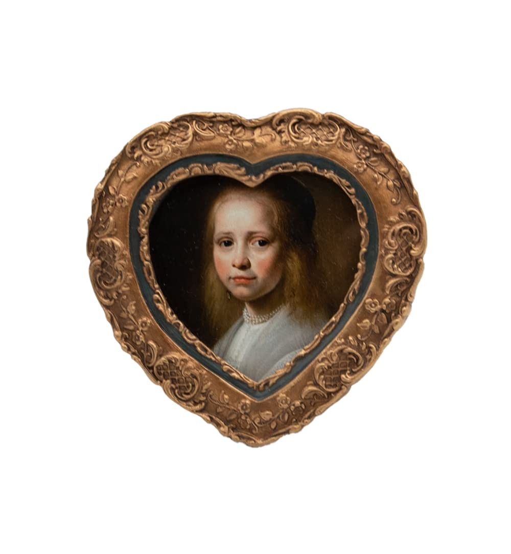 SYLVIA'S SHOP Small Antique 3x3 Heart Picture Frame, Mini Vintage Ornate Photo F