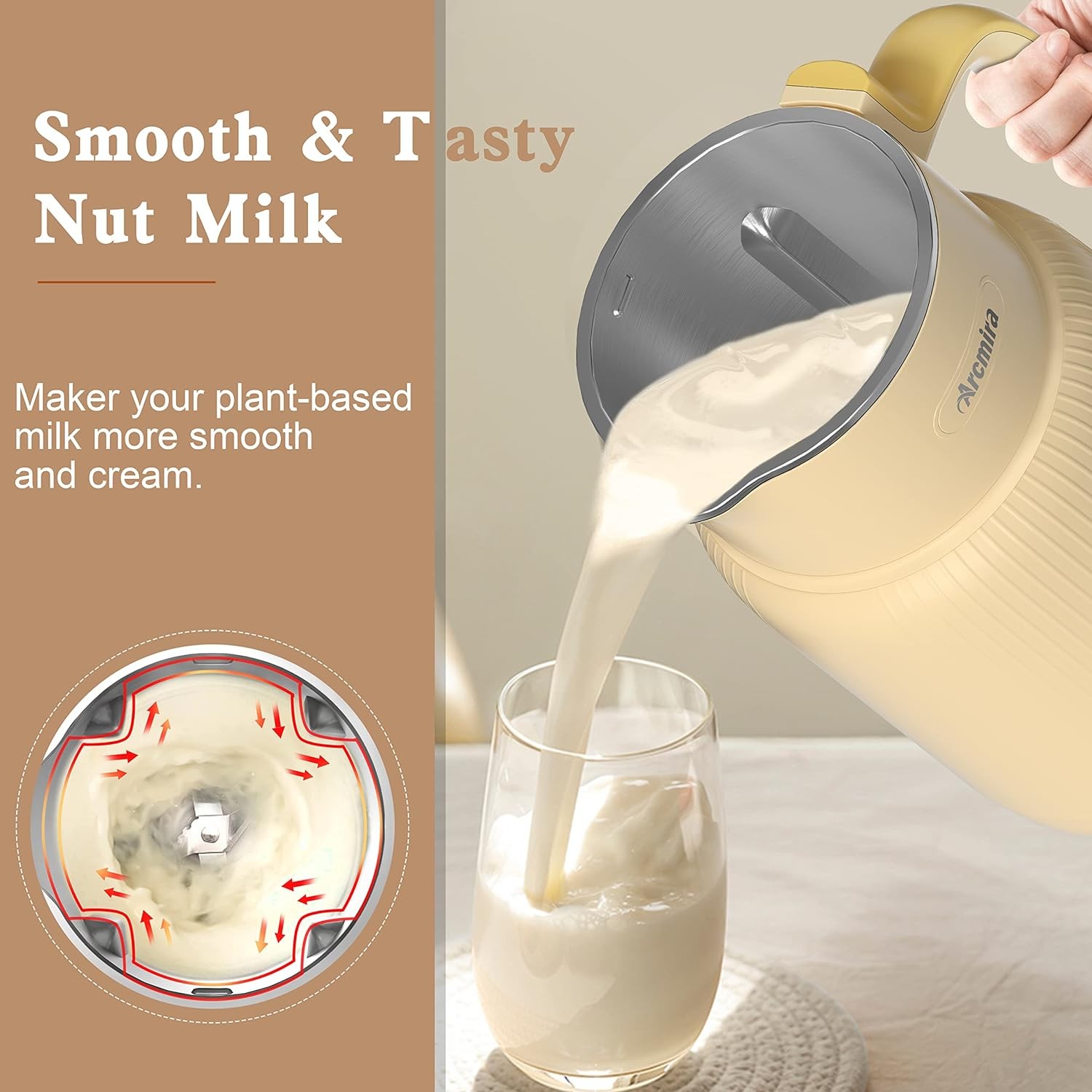 Arcmira Automatic Nut Milk Maker, 20 oz HB-B68K - Yellow - Scratch & Dent