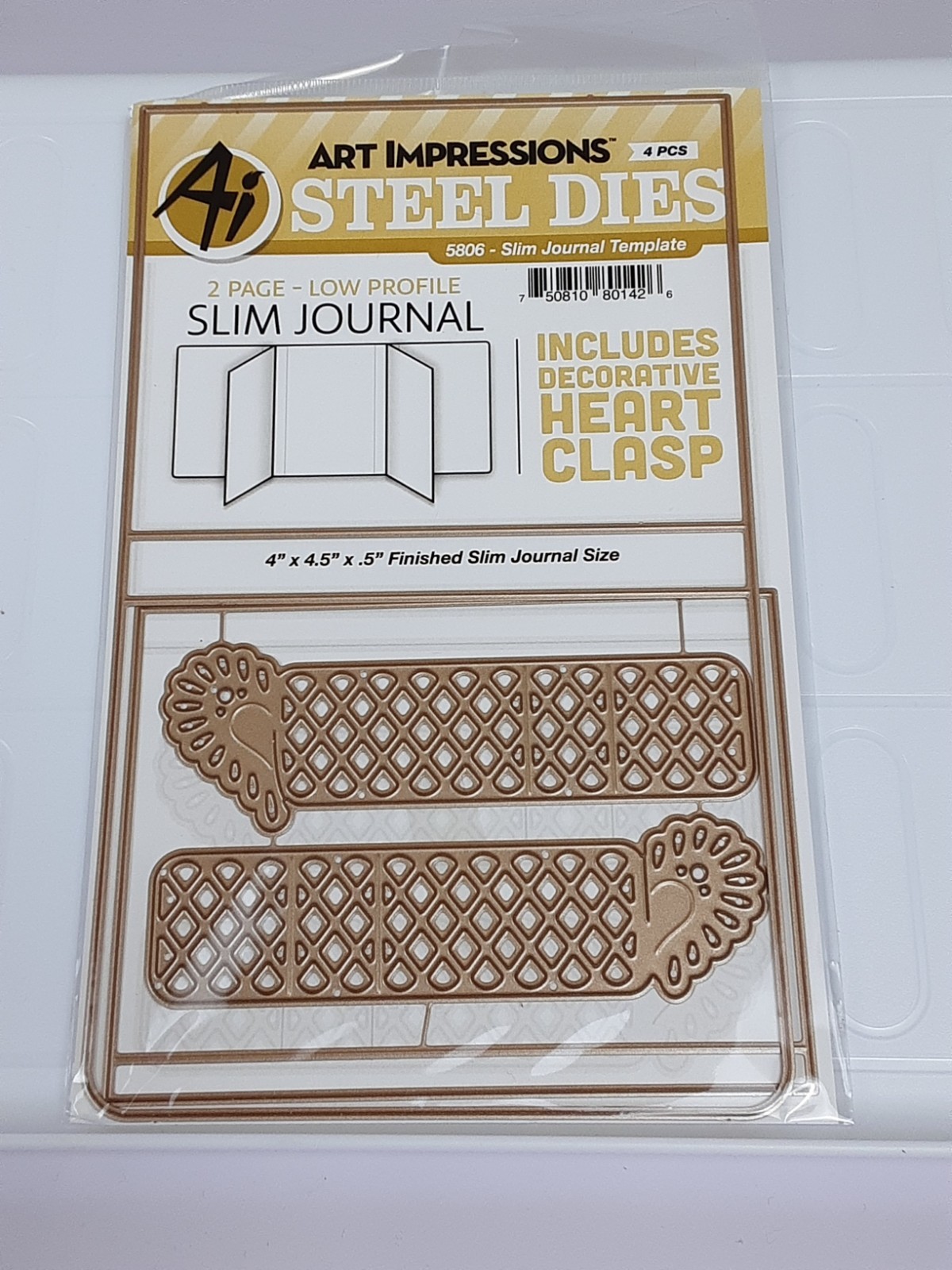 NEW Art Impression # 5806 Slim Journal Template 2 Die Set 4 X 4.5 Inches