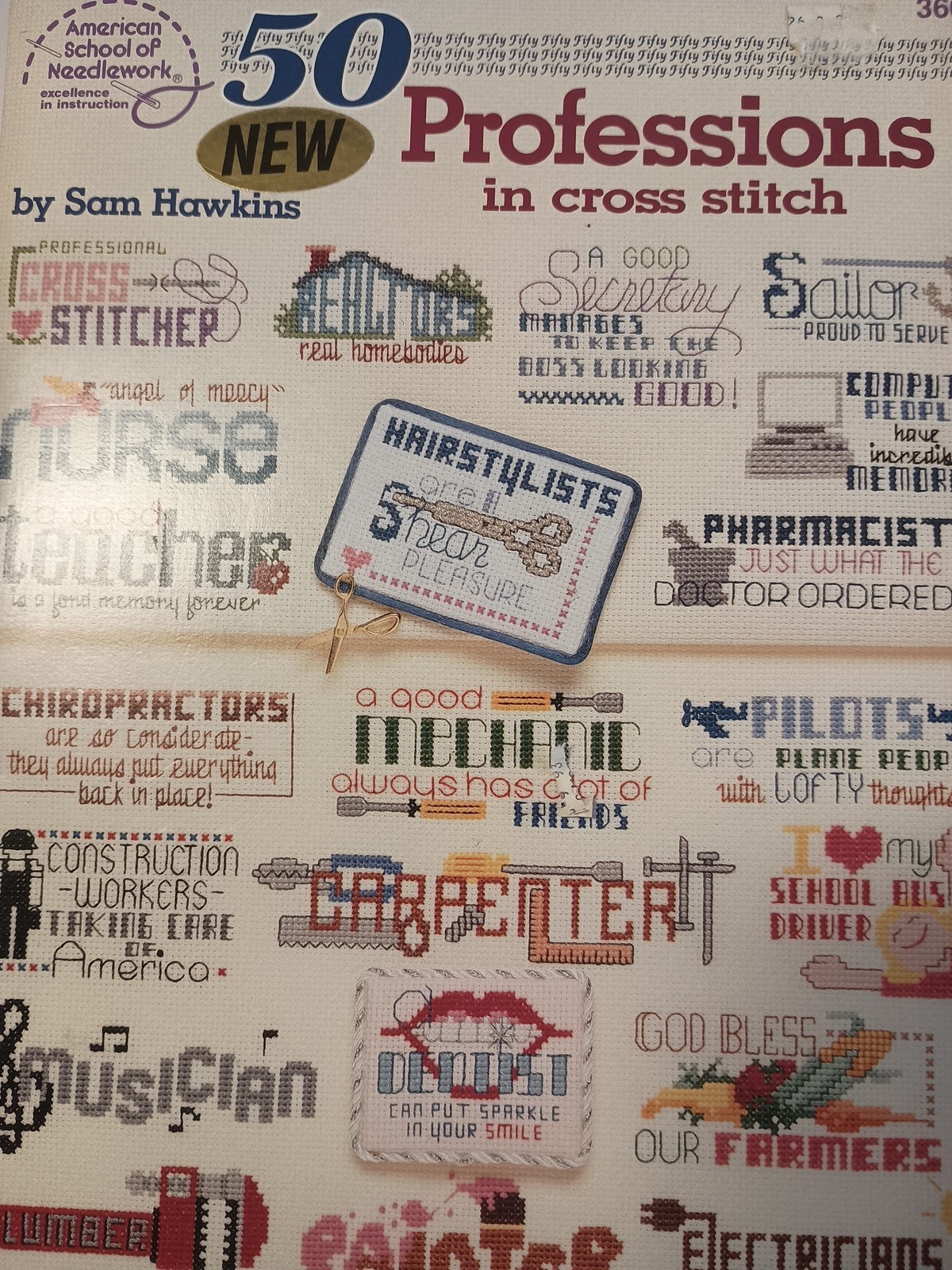 School of Needlework 50 Professions Cross Stitch Pattern Bk Sam Hawkins 1993 G11