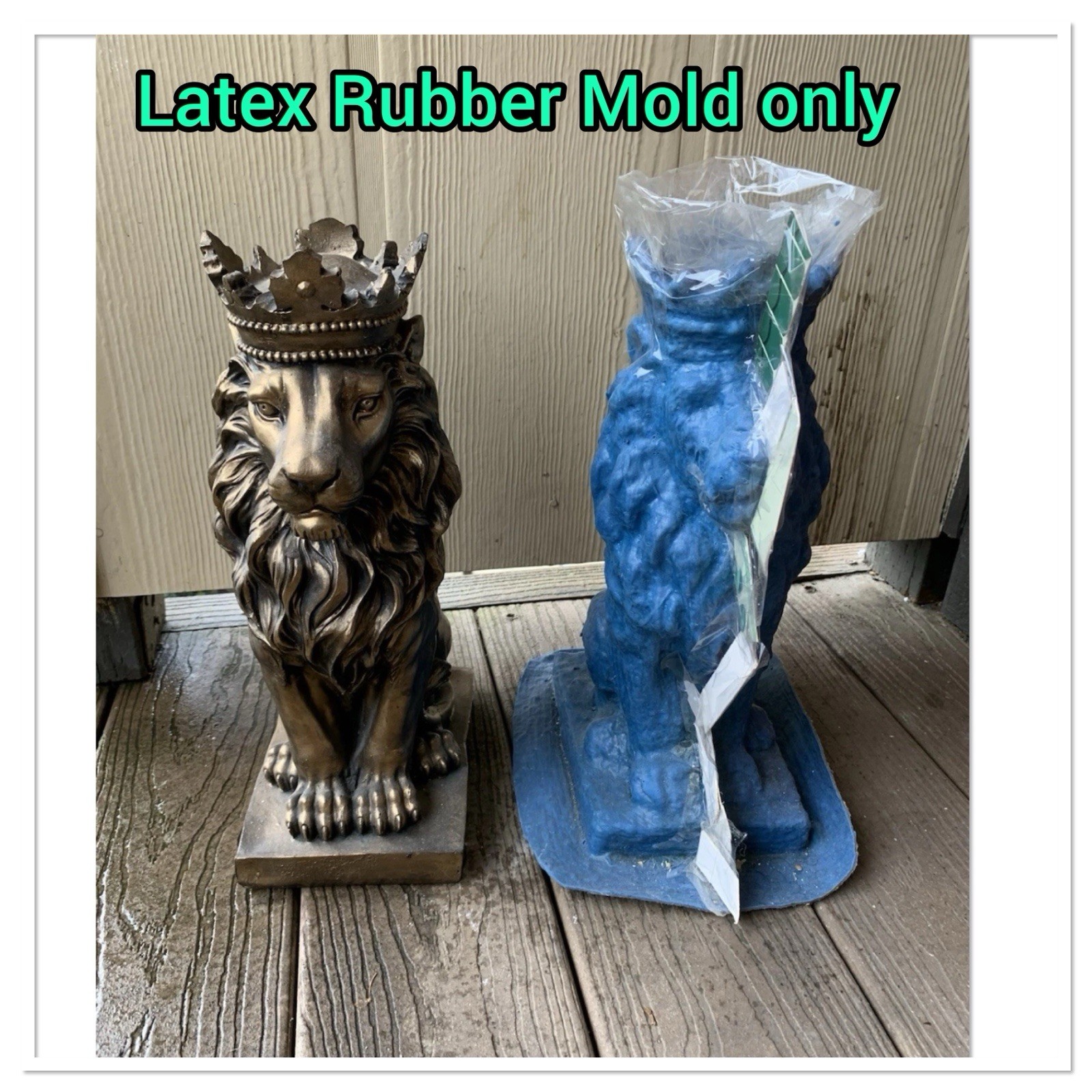 LATEX RUBBER MOLD Only Sitting Lion W/ Crown YKM-L5013 Height