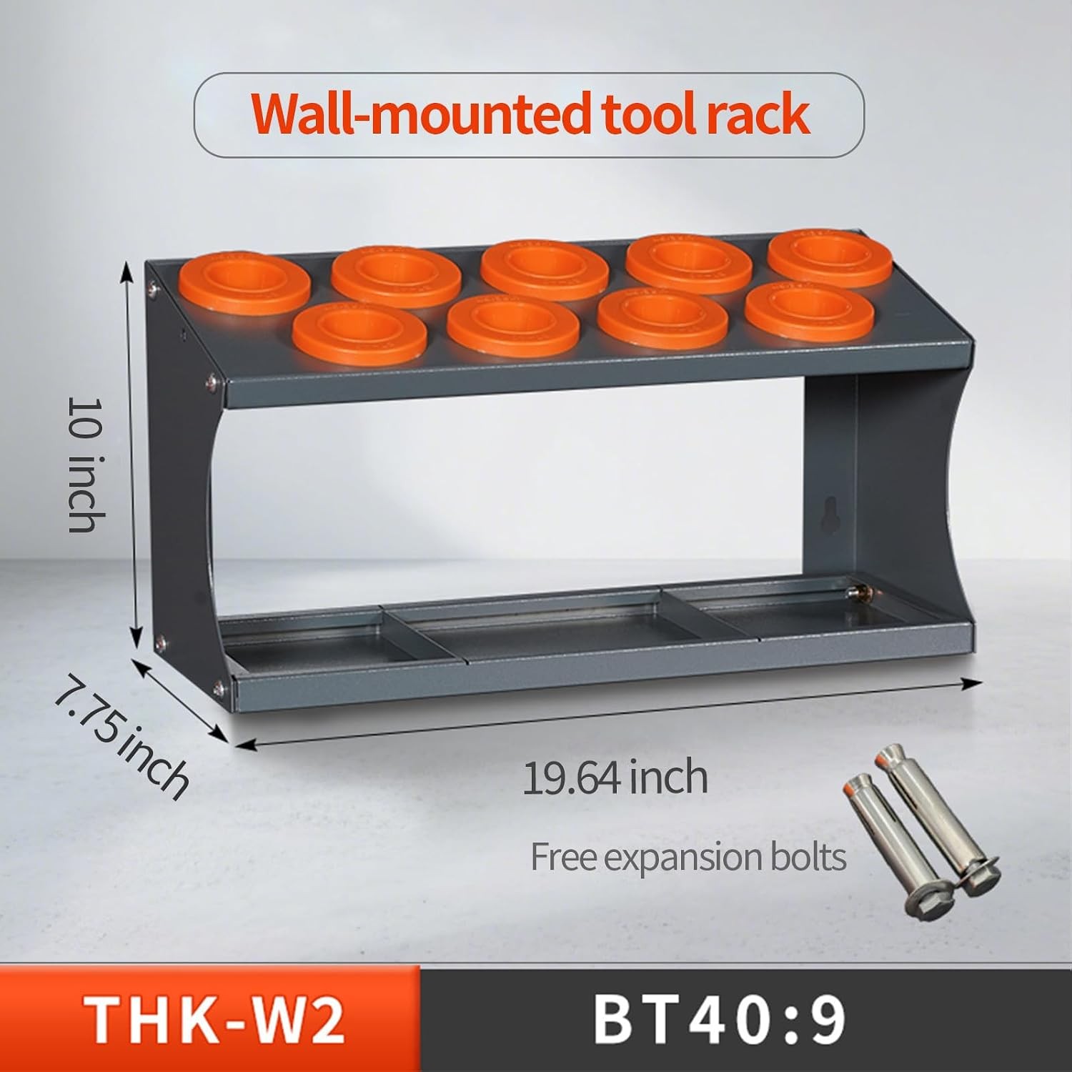 Wall Mounted CAT40 9CAP Double Layer CNC Tool Storage Cabinet Rack