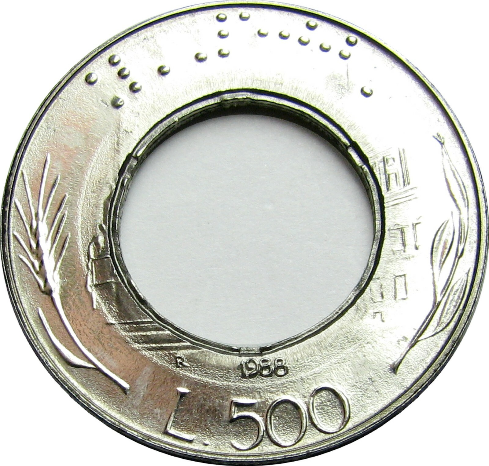 Italy Bimetallic ERROR - 1988- RARE - STRUCK without CORE -- BU GEM