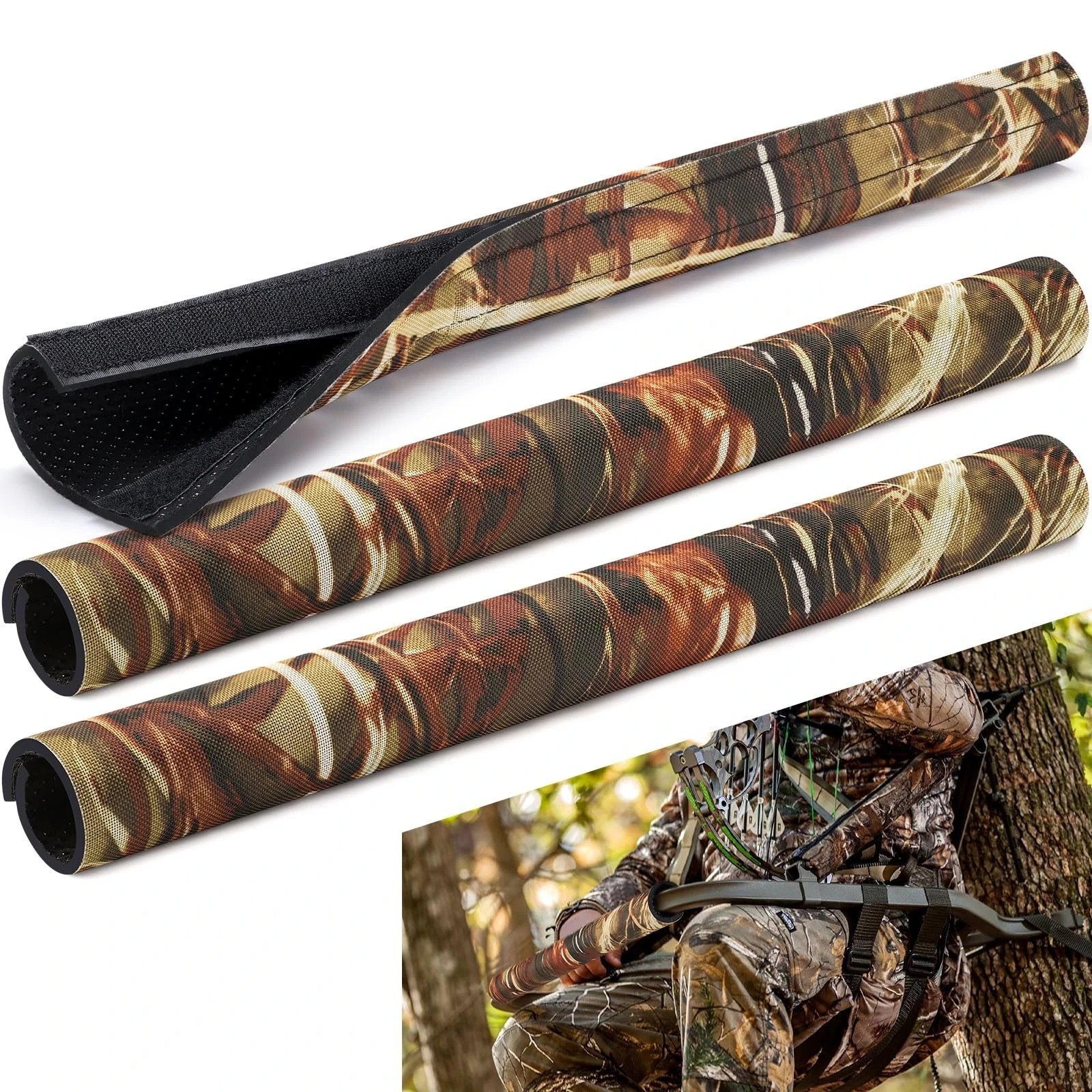 3PCS Non-Slip Camo Tree Stand Rail Pads, Treestand Shooting Rail Padding Easy...