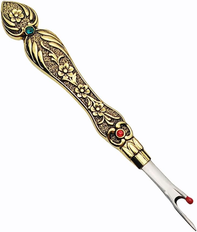 Metal Seam Ripper with Classical Engraved Pattern - Ergonomic Non-Slip Handle Se