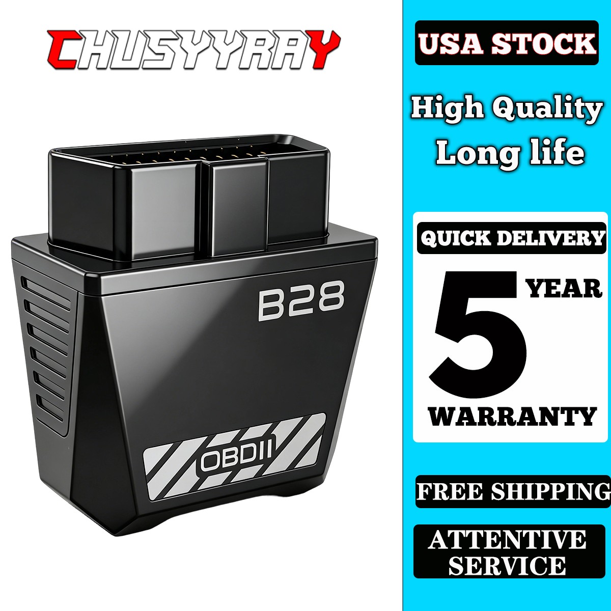 2026 B28 Bluetooth Auto Diagnostic Tool OBDII Scanner Adapter OBD2 Code BLACK