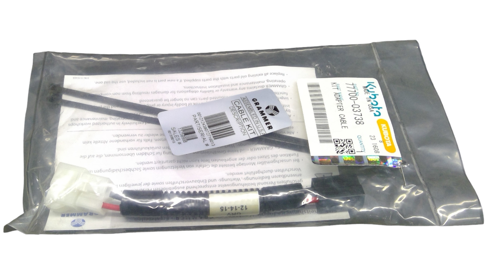 KUBOTA KIT ADAPTER CABLE 77700-03738 NEW OEM 77700-03738