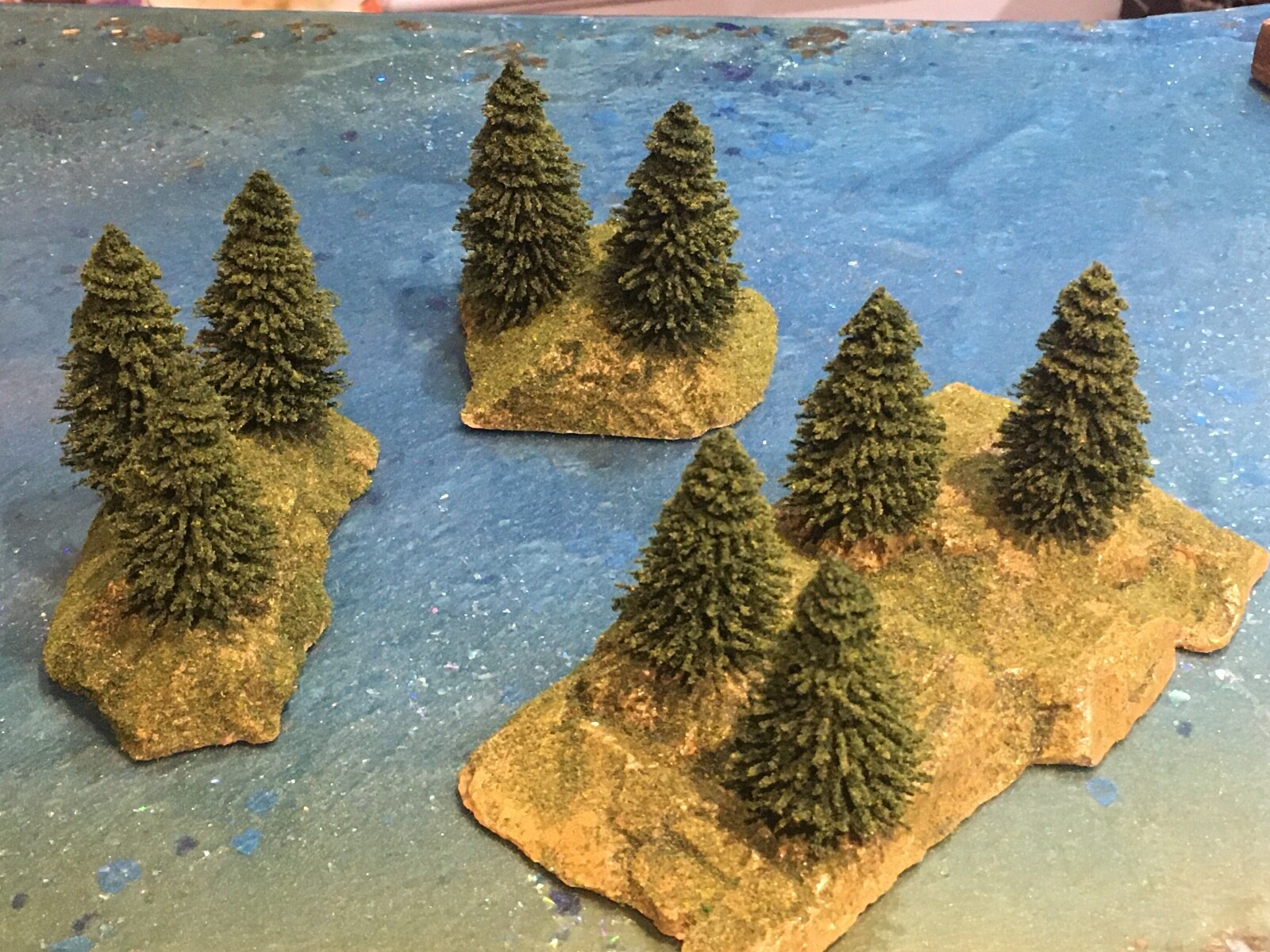 N,HO Scale Layout Scenic Diorama Accessories , 3X Hills w/9 Trees ,New