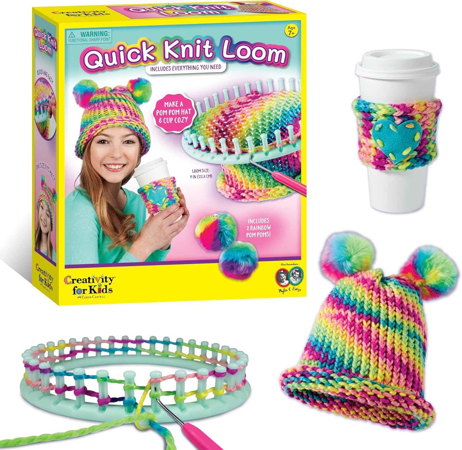 Creativity Kids Quick Knit Loom Kit Knitting Kit Kids Make Your Own Pom Pom Hat