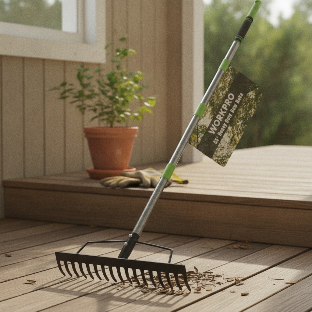 65 Inch Bow Rake, 17-Tine Metal Head Rake with Adjustable Handle | Heavy-Duty...