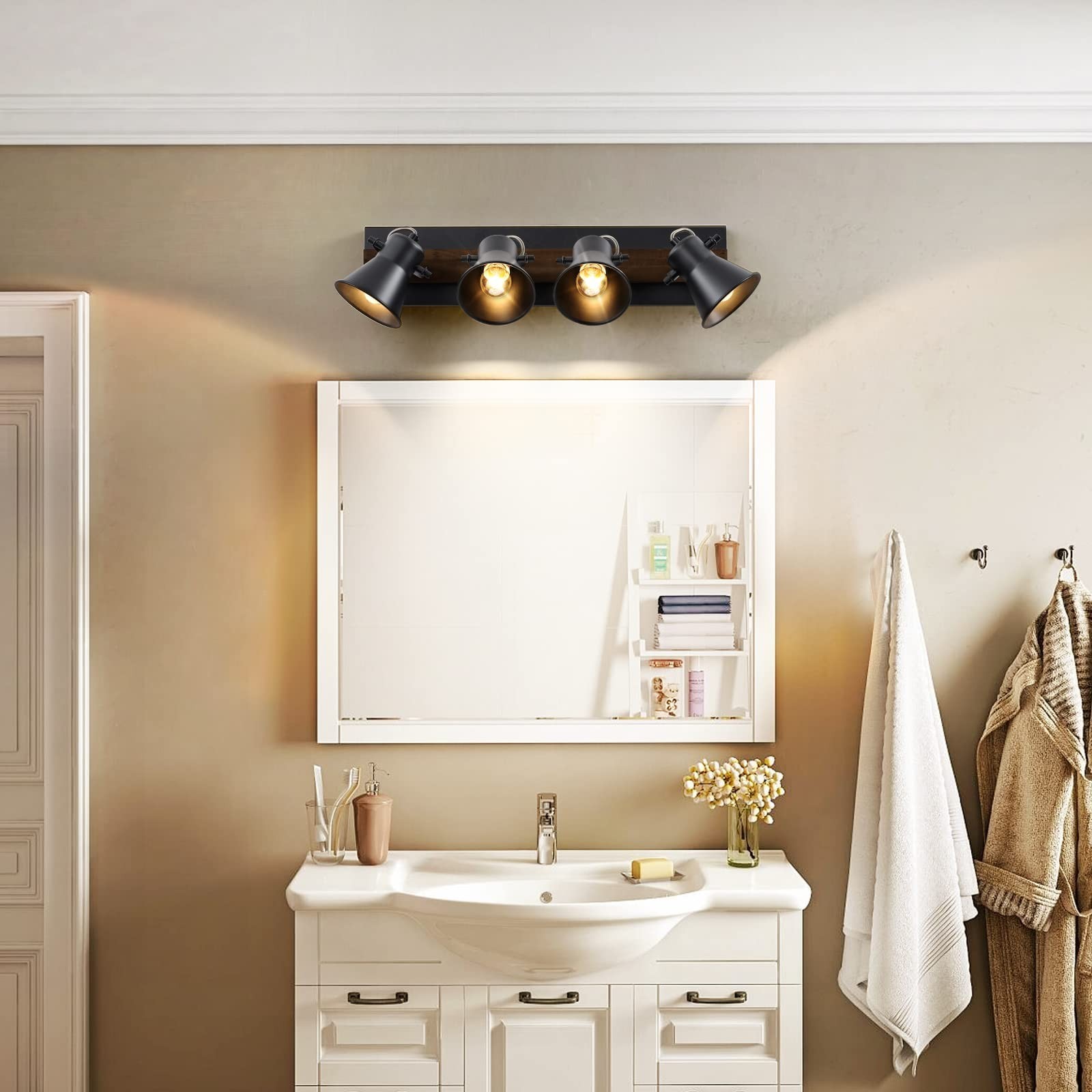 SEEBLEN 4-Light Kitchen Light Fixtures - Adjustable Ceiling/Wall Mount Spotli...
